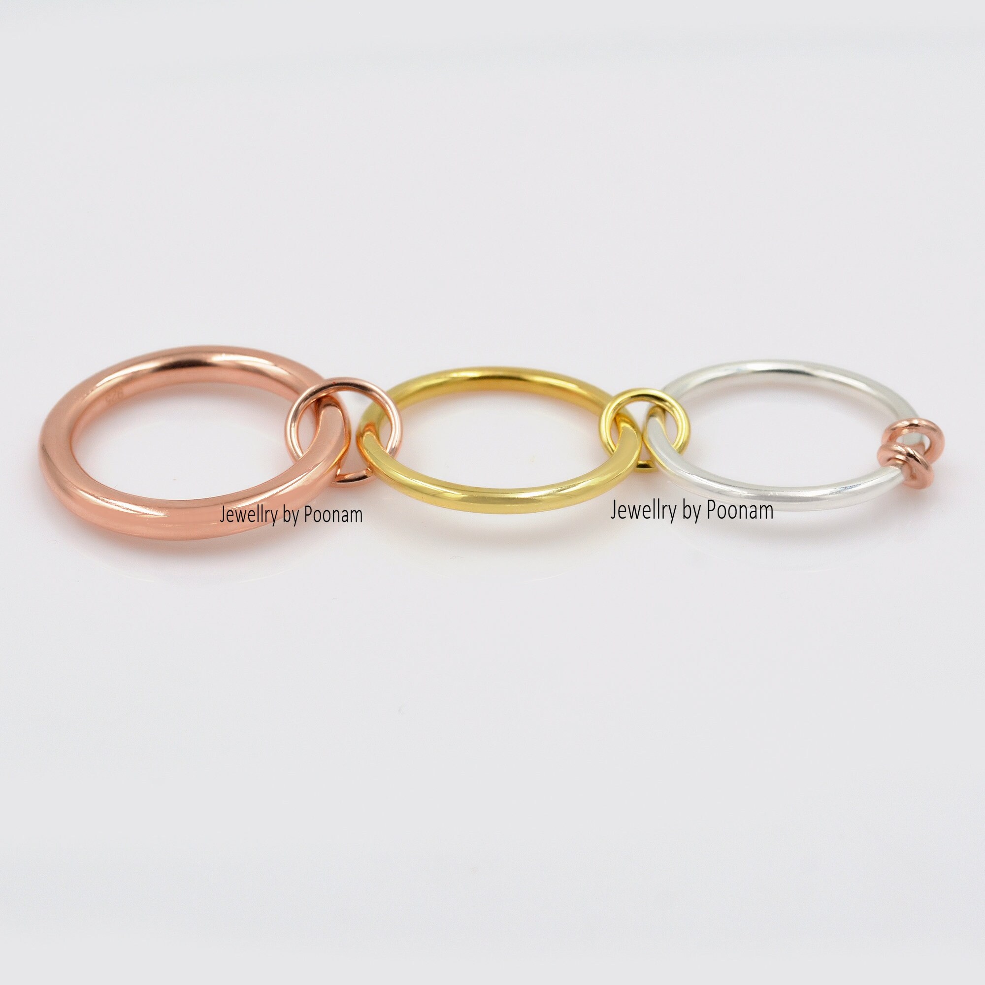 925 Sterling Silver Multi-Link Connector Band Ring Set: Plain Jumper Jewelry - View 4 - Jewelry By Poonam | SKU: PJR812- 2/20