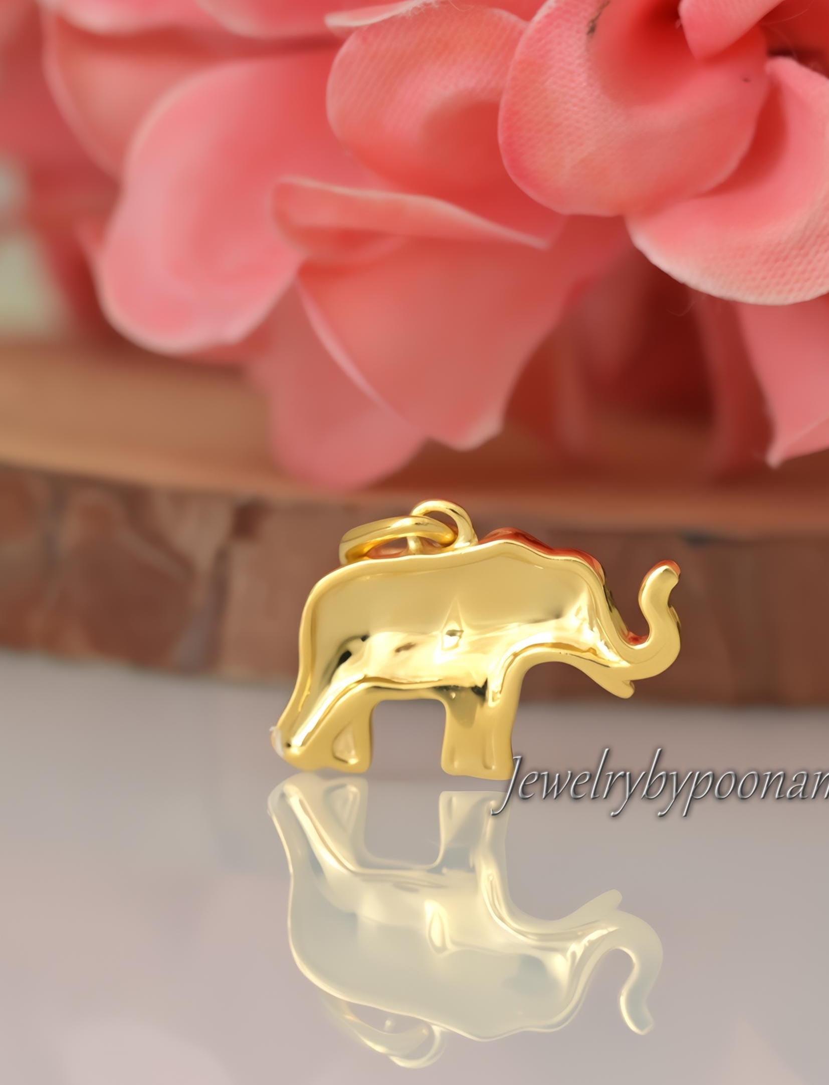 925 Starting Silver Elephant Pendant: Tiny Sterling Silver Good Luck Charm - View 2 - Jewelry By Poonam | SKU: PJP4932-SLYG-2