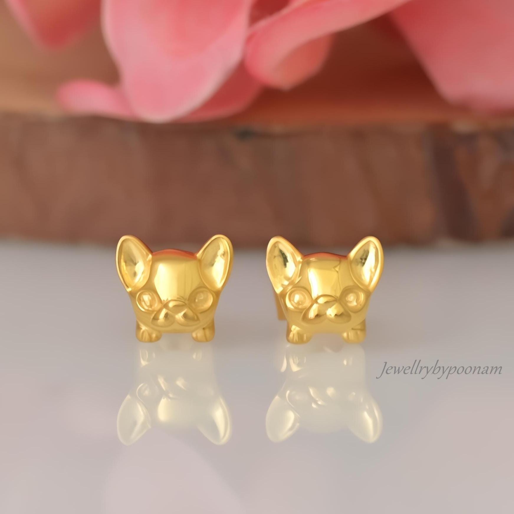 925 Silver Chihuahua Stud Earrings, Handmade Puppy Jewelry, 10MM - Jewelry By Poonam | SKU: PJE1806-SLYG-10M 2/2026