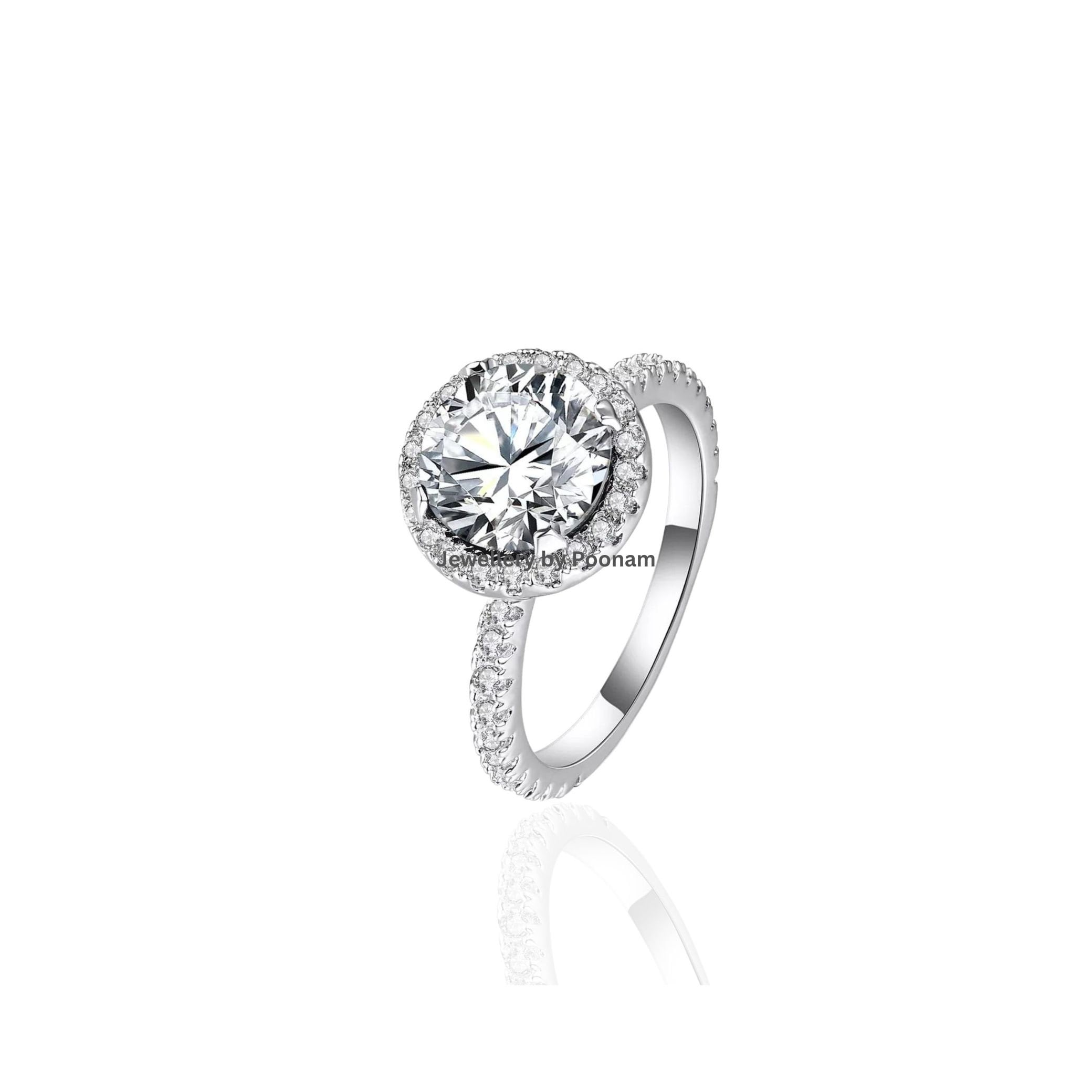 Victorian Halo Moissanite Engagement Ring: 14k Rose Gold Art Deco Ring - View 4 - Jewelry By Poonam | SKU: R-1021