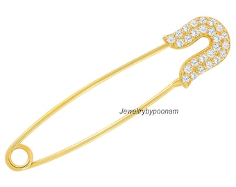 14k Gold Diamond Safety Pin Charm Lock: Sterling Silver Enhancer