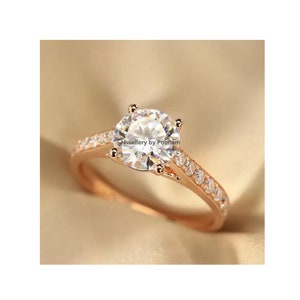Oval cut Moissanite Engagement Ring Set, Stacking ring.14K/18K Rose Gold, vintage Unique pear diamond Cluster ring