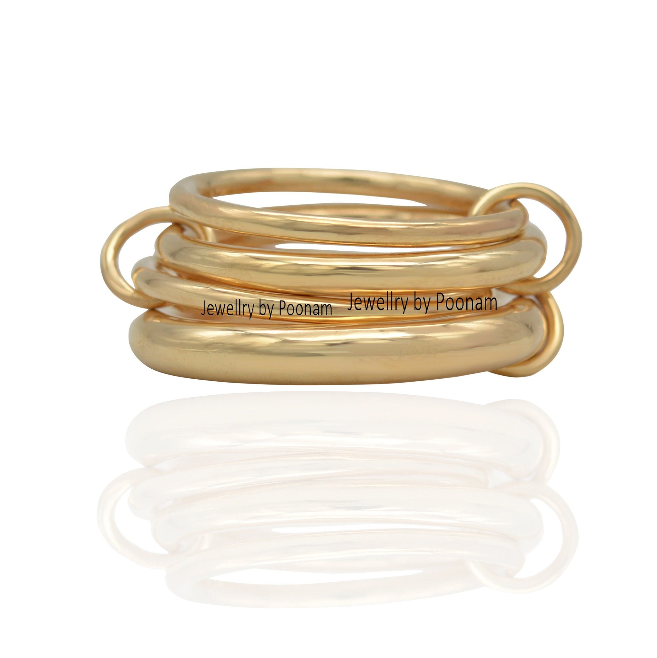 14k Yellow Gold Multi-Band Ring Set, Connector Jewelry - View 2 - Jewelry By Poonam | SKU: MJR758- 2/2026