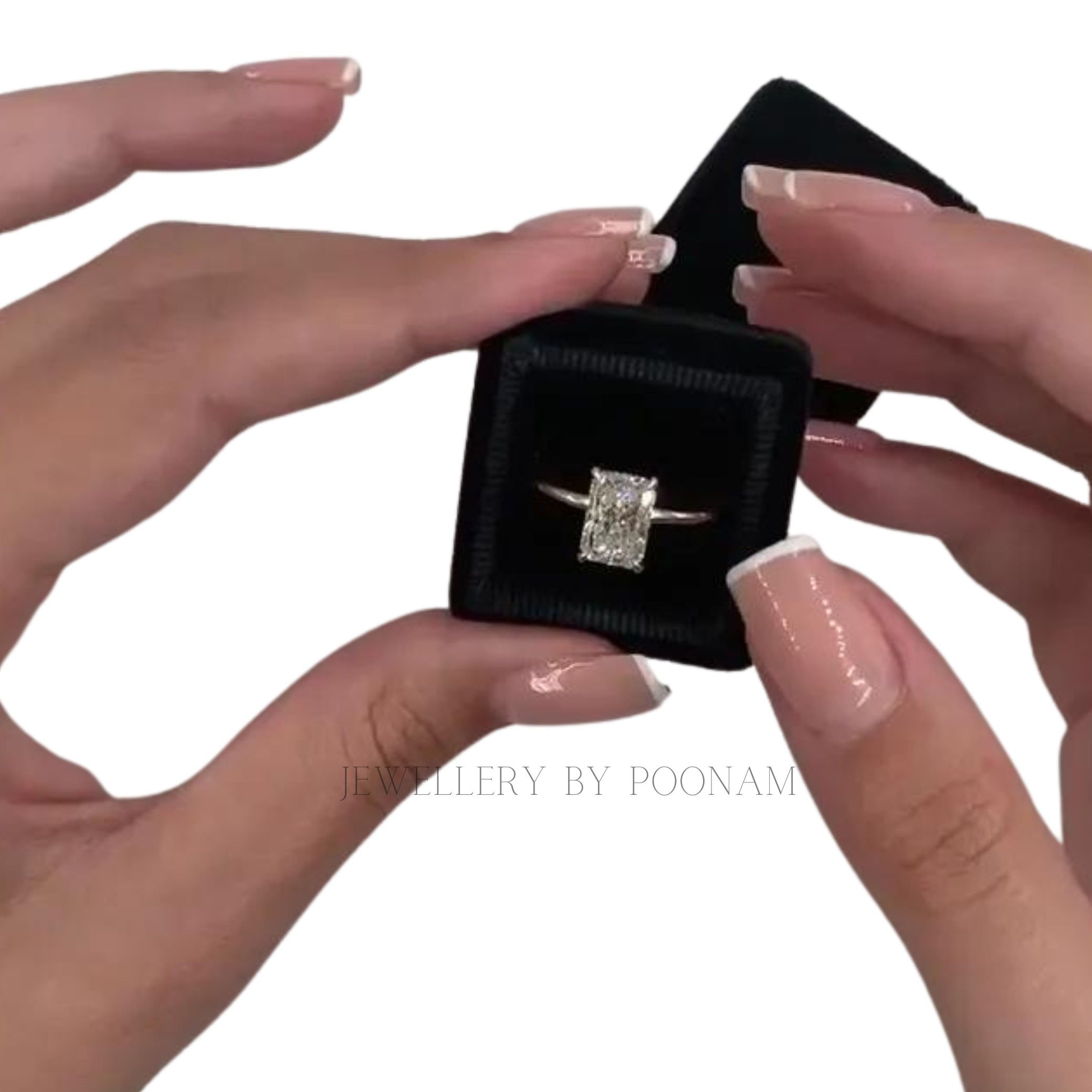 925 Silver CZ Diamond Ring: Rectangle Solitaire, Prong Setting - View 7 - Jewelry By Poonam | SKU: PJR1179- 2/26