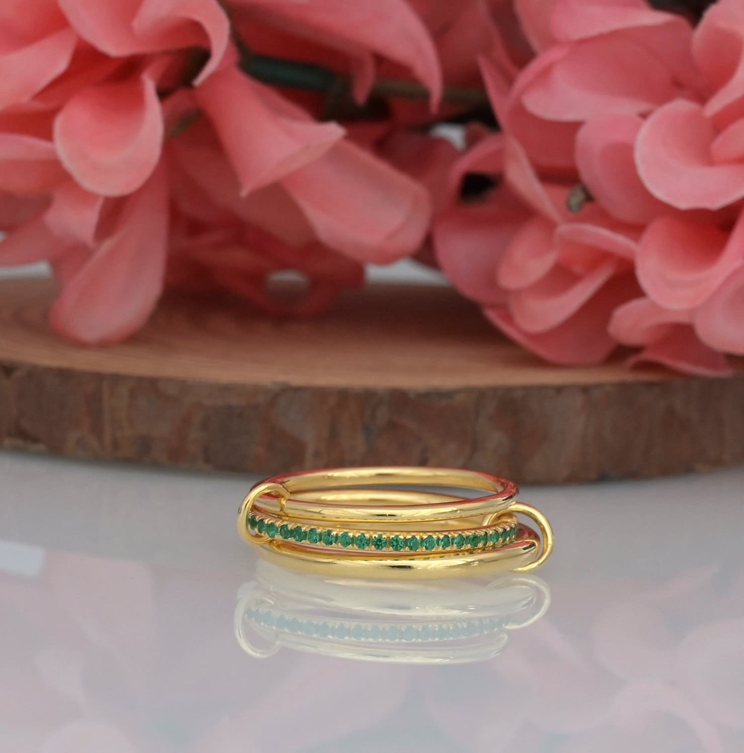 925 Sterling Silver Multi-Link Ring: Interlocking Eternity Band Ring - View 5 - Jewelry By Poonam | SKU: PJR789-SLYGBCZ-US-8