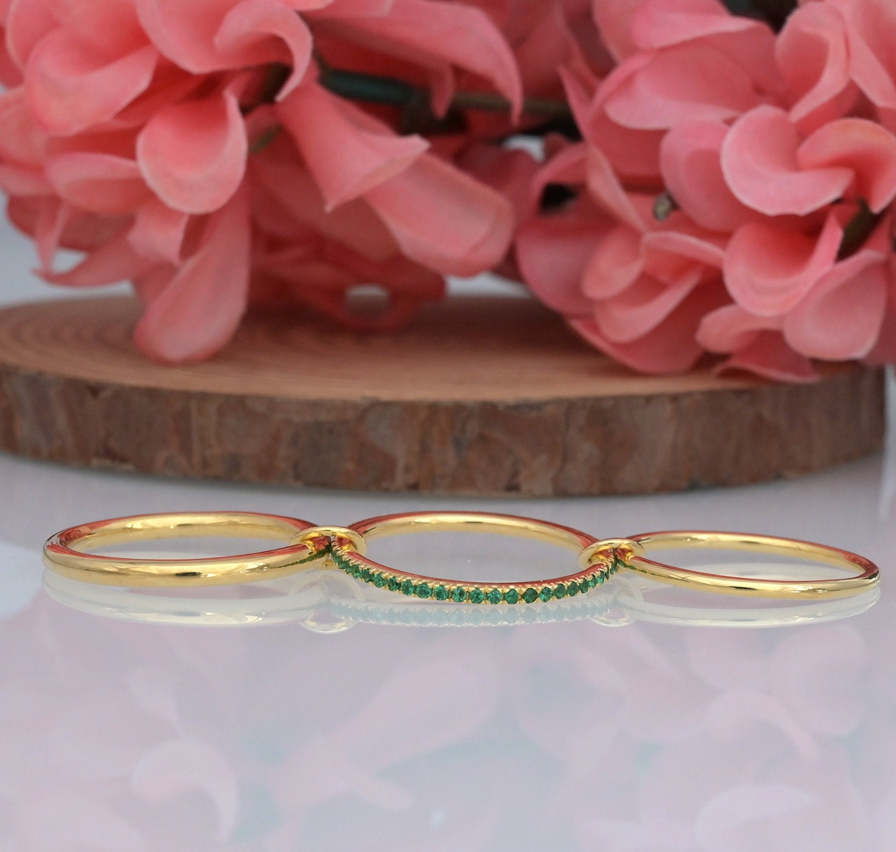 925 Sterling Silver Multi-Link Ring: Interlocking Eternity Band Ring - View 6 - Jewelry By Poonam | SKU: PJR789-SLYGBCZ-US-8