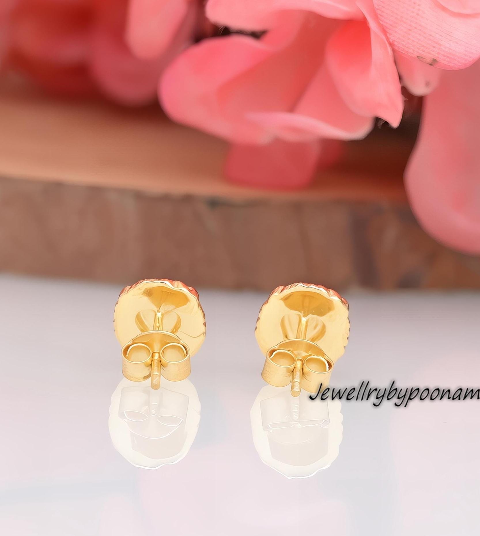 9k/14k Gold Sterling Silver Lion Head Earrings, Dainty Leo Zodiac Studs - View 2 - Jewelry By Poonam | SKU: PJE1700-SLYG-10M