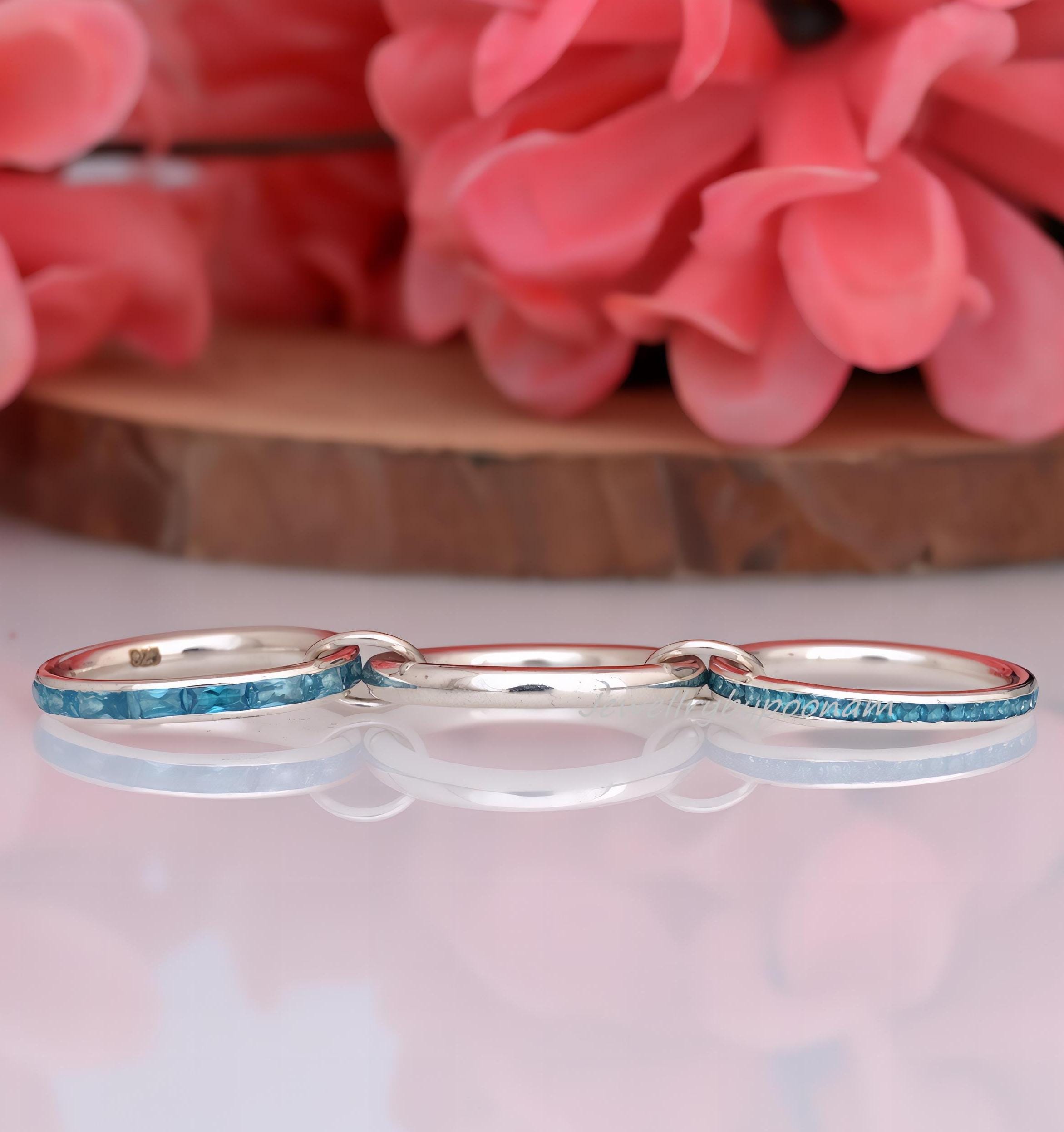 14k Gold-Plated Connector band Ring; Moissanite Baguette Multi-Link Band Ring - View 7 - Jewelry By Poonam | SKU: PJR877- 2/2