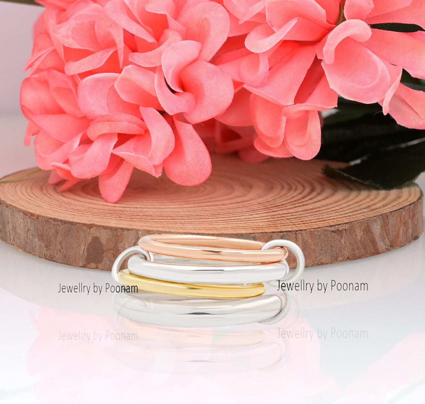 925 Silver Multi-Jump Connector Band Ring Set, Plain Link Fashion Accessory - Jewelry By Poonam | SKU: PJR756- 2/2026