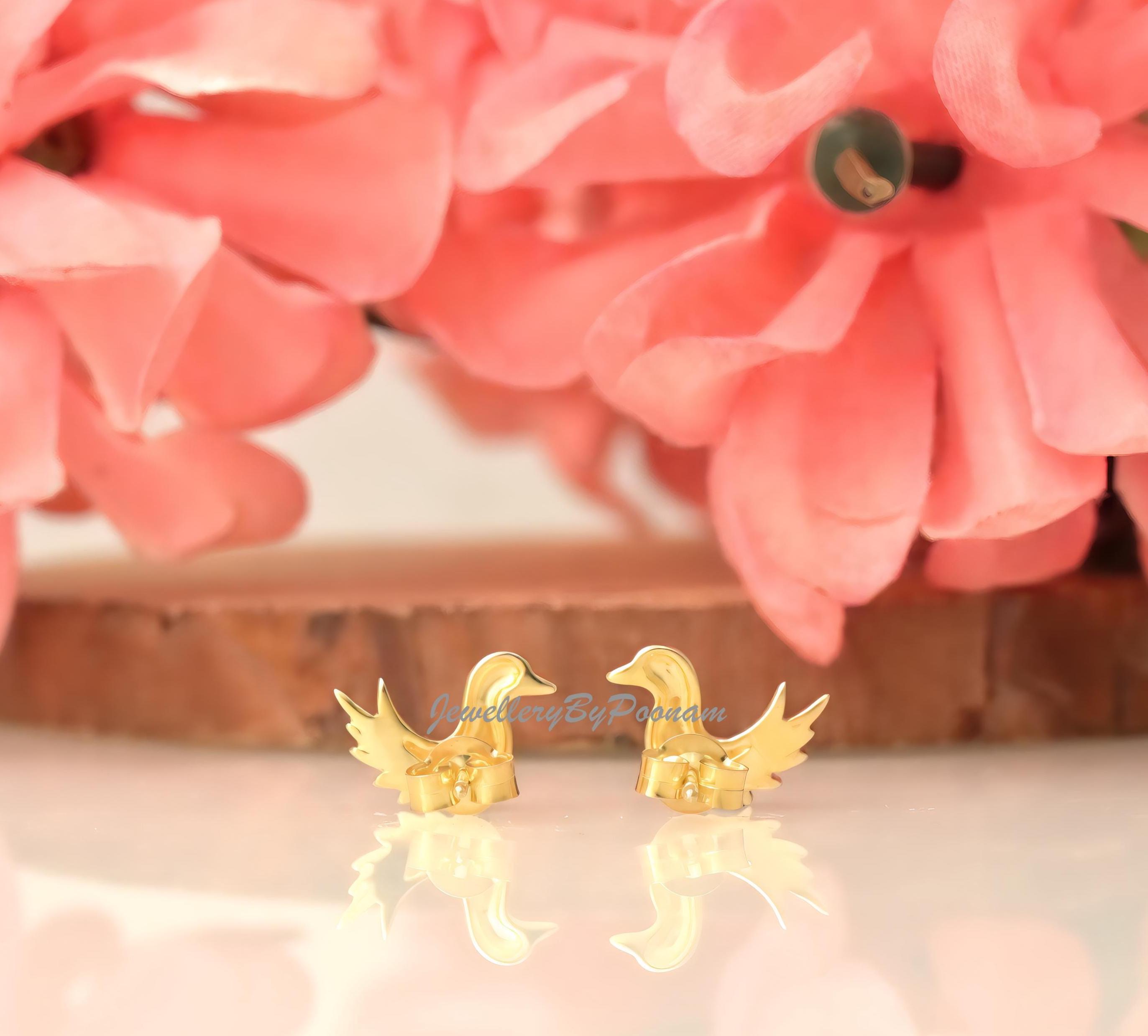 925 Silver Bird Stud Earrings โ Tiny Hummingbird Design, Dainty Everyday Jewelry - View 2 - Jewelry By Poonam | SKU: PJE2058-