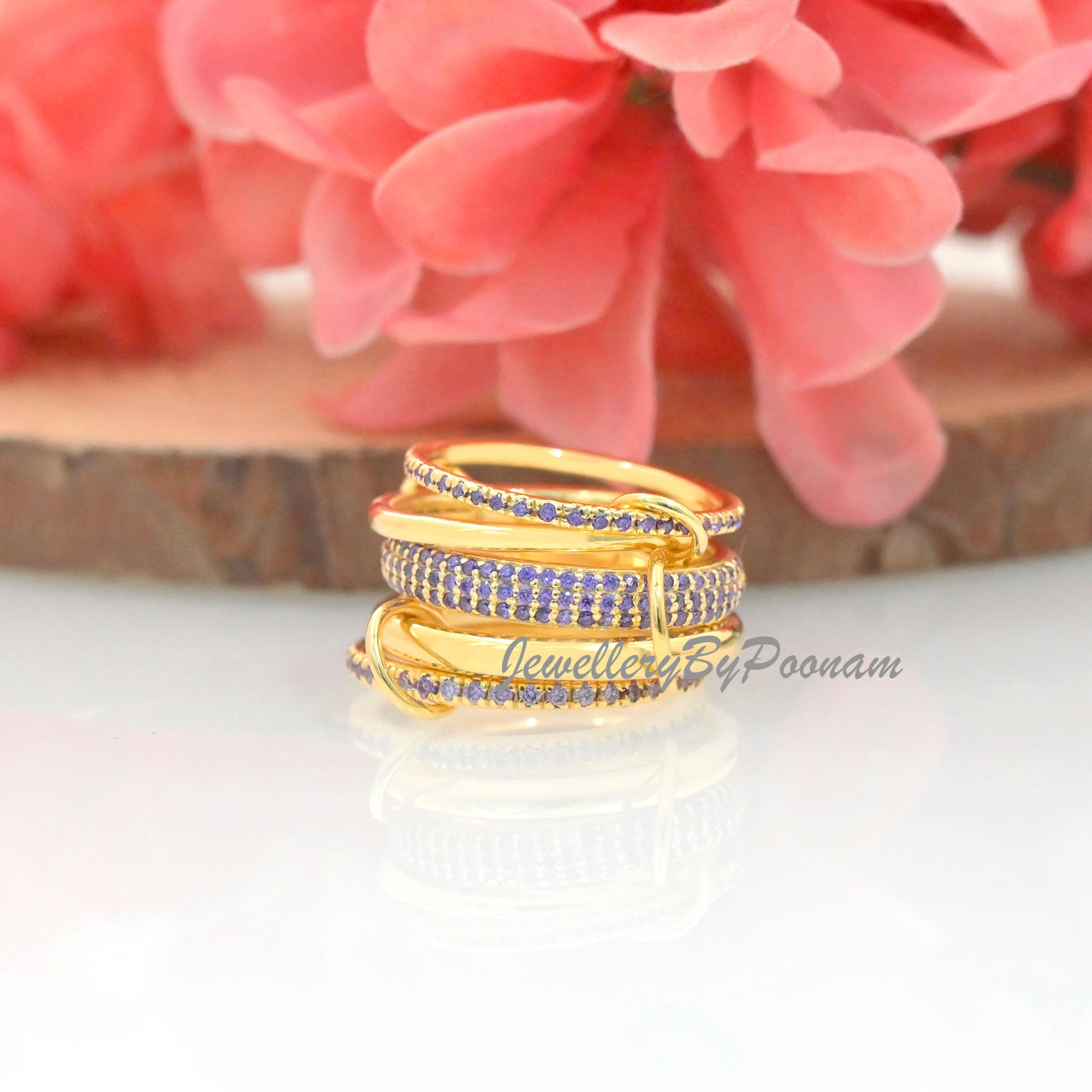 14K Gold-Plated Multi-Link Ring: 925 Sterling silver Sterting Chunky Interlocking Band Ring - View 5 - Jewelry By Poonam | SK