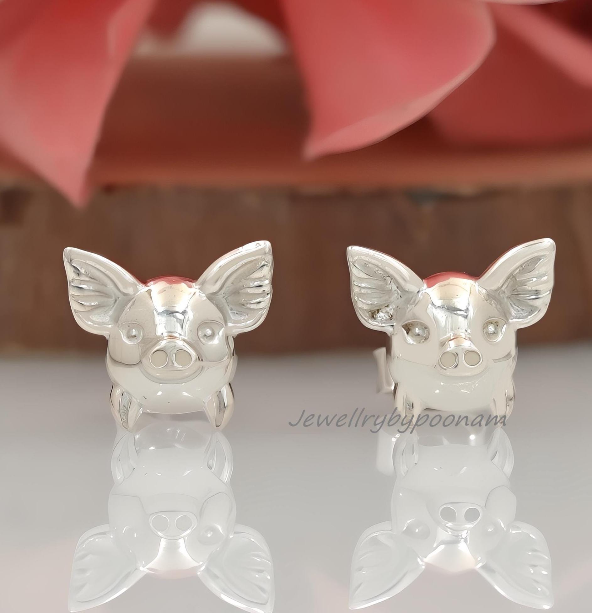 925 Sterling Silver Flying Pig Stud Earrings โ Dainty Animal Jewelry - View 4 - Jewelry By Poonam | SKU: PJE1809-SLNS-10M 2/