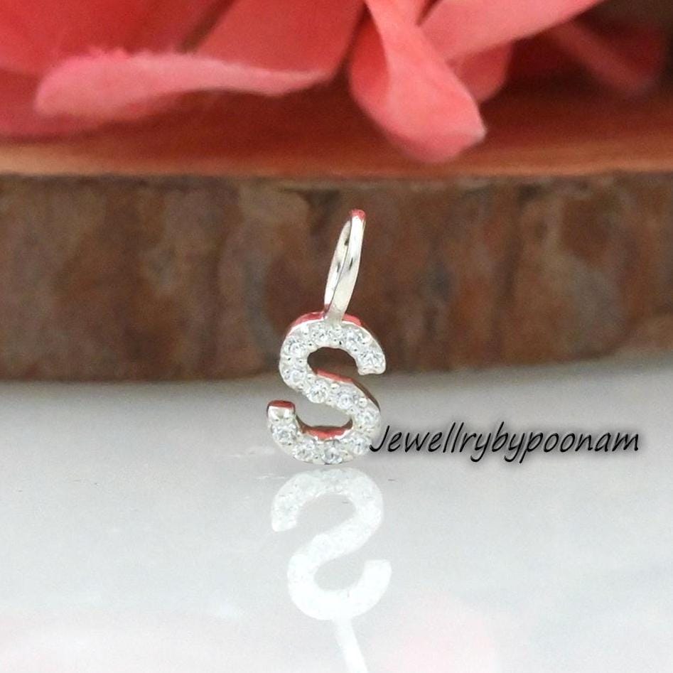 14k Gold Plated CZ Diamond Initial Pendant: Sterling Silver Charm - View 2 - Jewelry By Poonam | SKU: PJP4169-SLNSCZDI-10M 2/