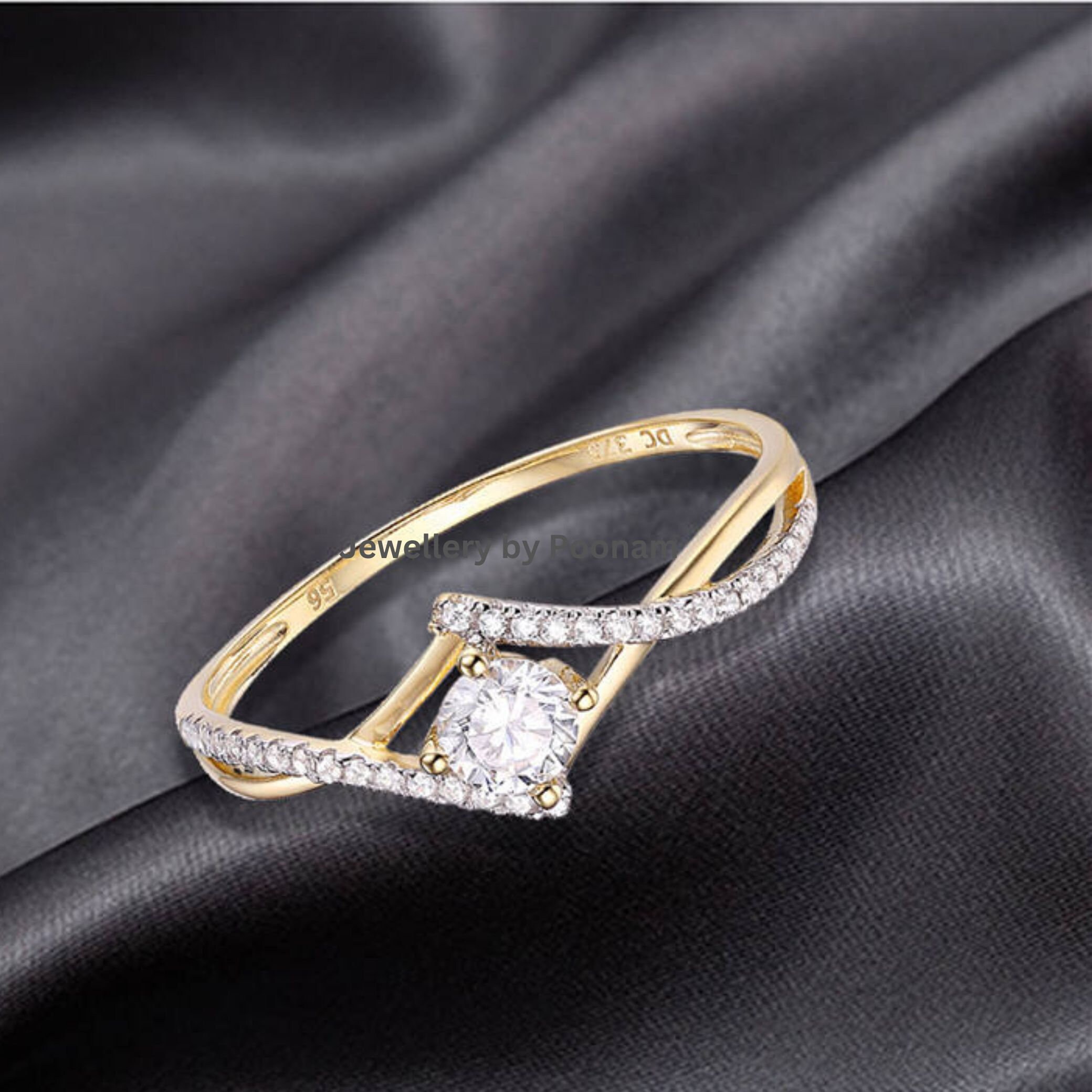 925 Silver Pave Moissanite Wedding Ring – Sparkling Engagement Bridal Jewelry - View 2 - Jewelry By Poonam | SKU: R-1068