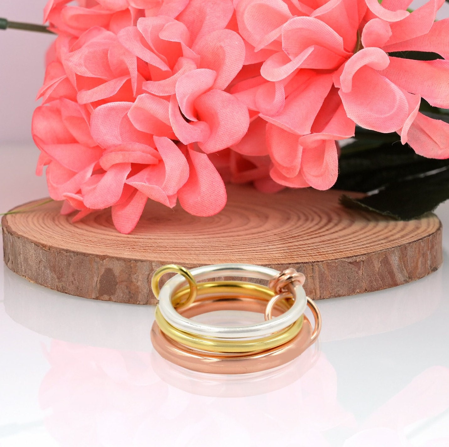 925 Sterling Silver Multi-Link Connector Band Ring Set: Plain Jumper Jewelry - View 3 - Jewelry By Poonam | SKU: PJR812- 2/20
