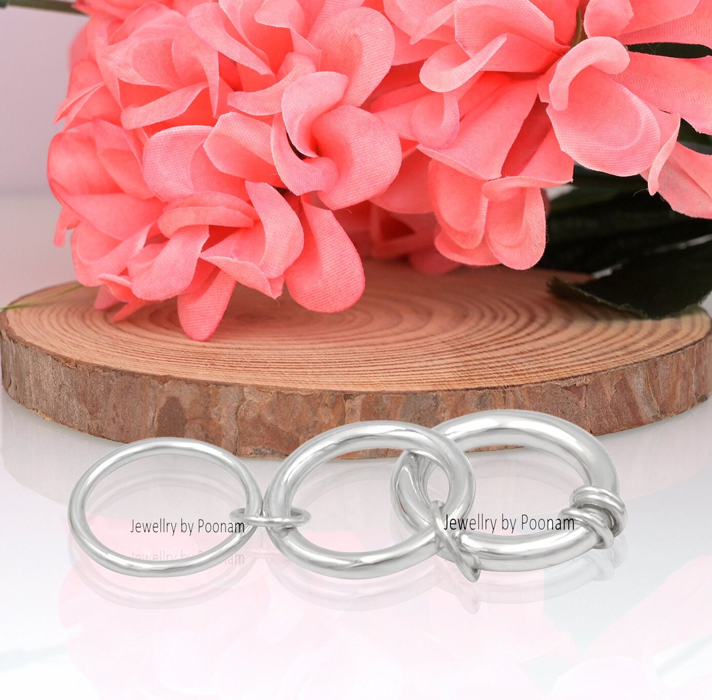 925 Sterling Silver Connector Band Ring – Interlocking Plain Design Accessory - View 2 - Jewelry By Poonam | SKU: PJR768- 2/2
