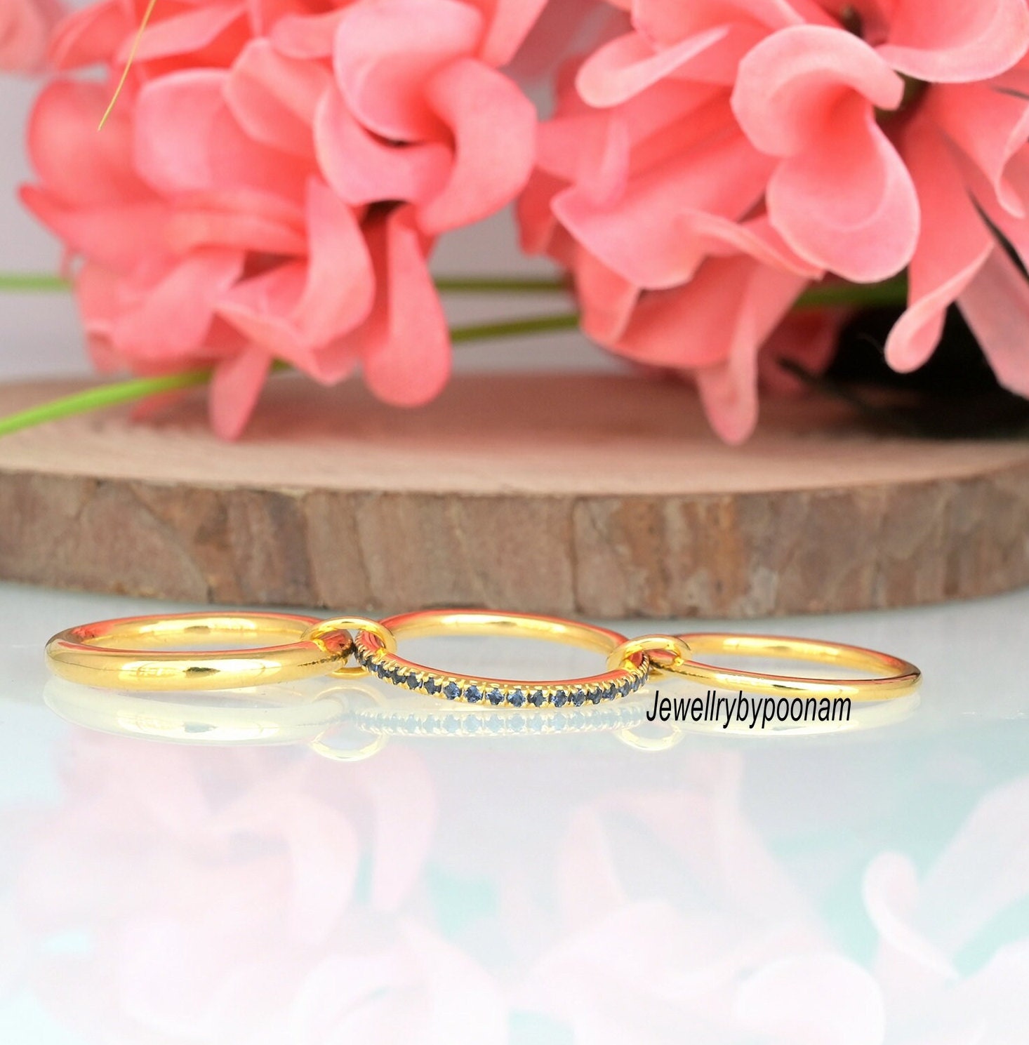 925 Sterling Silver Multi-Link Ring: Interlocking Eternity Band Ring - View 3 - Jewelry By Poonam | SKU: PJR789-SLYGBCZ-US-8