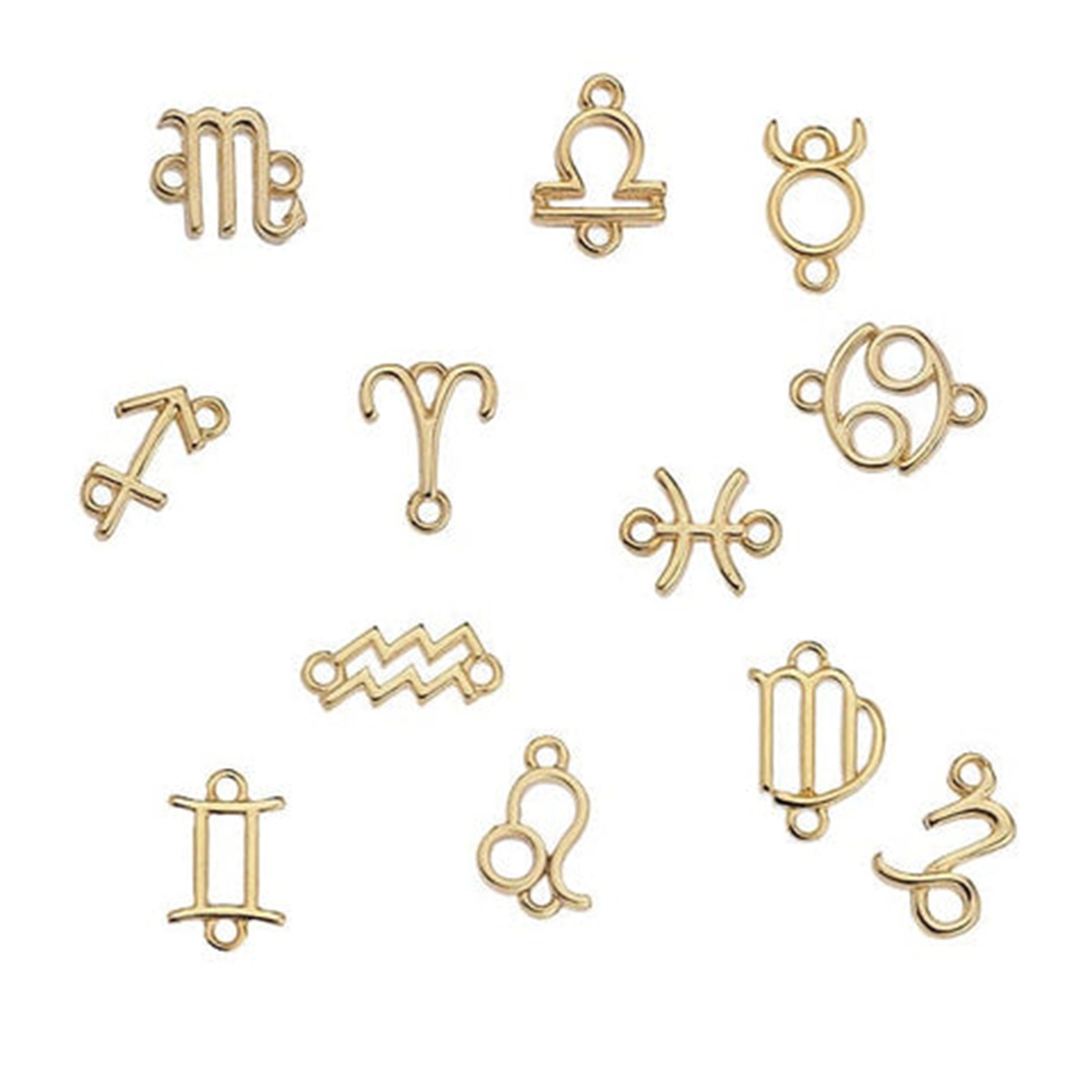 14k Solid Gold Zodiac Sign Charm Pendant: Sterling Silver Astrology Charms - Jewelry By Poonam | SKU: PJP6051-SLYG-15M