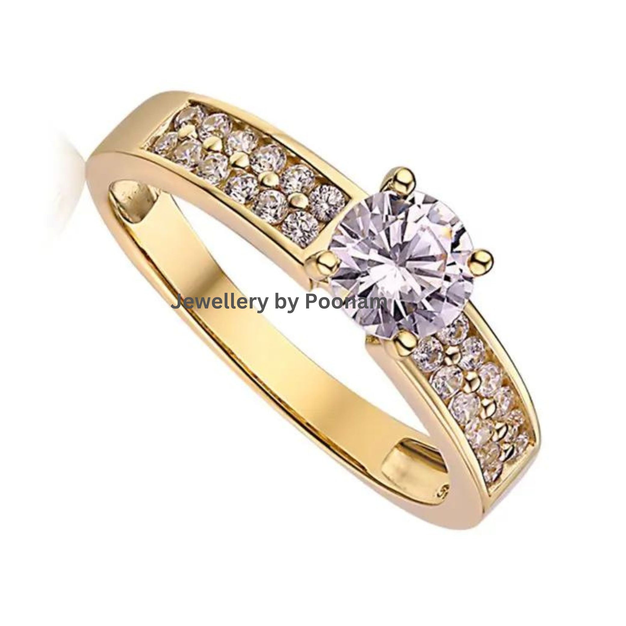 Moissanite Diamond 14k Gold Engagement Ring - Wedding Gift - Jewelry By Poonam | SKU: PJR3253