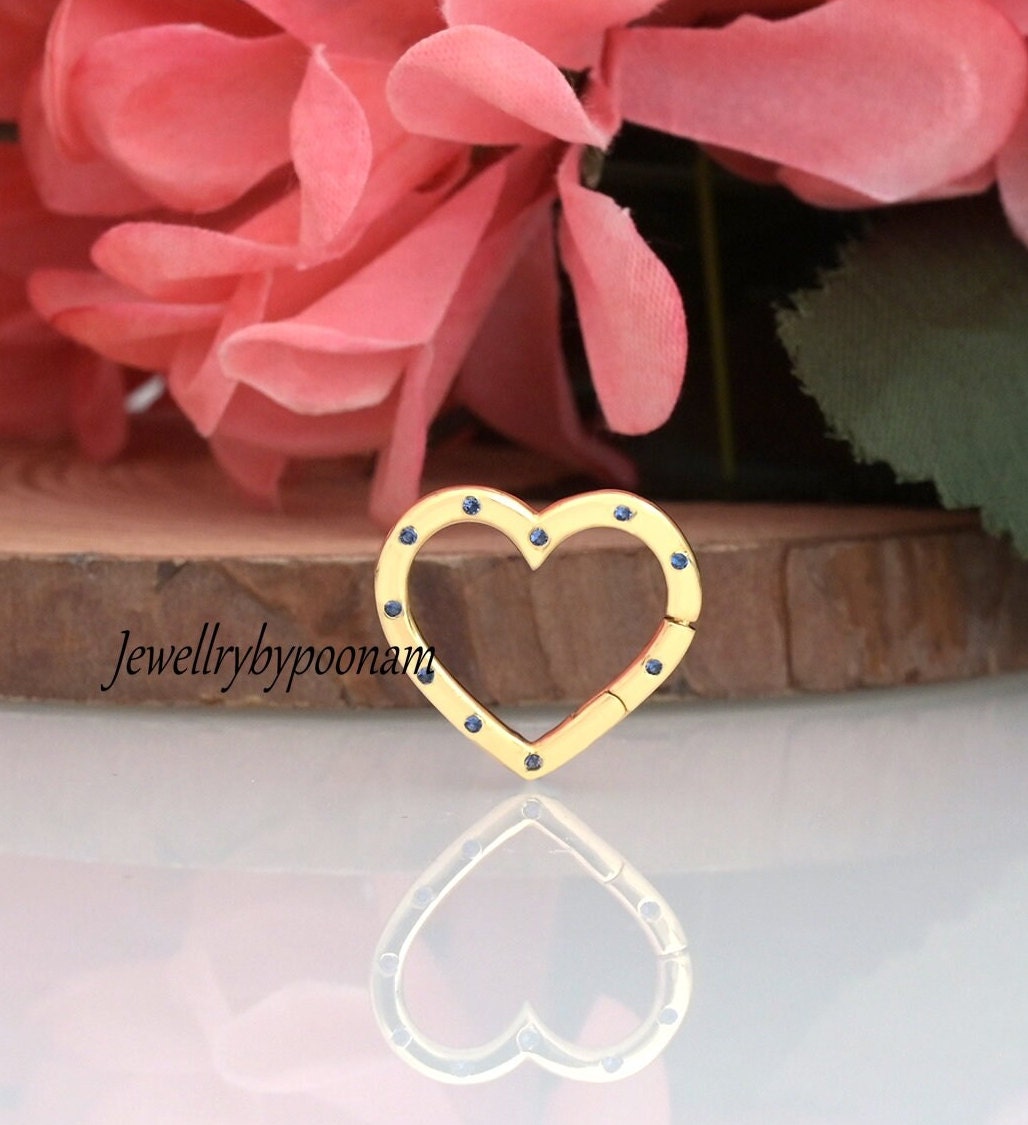 925 Sterling Silver Heart Enhancer Necklace with Pink Sapphire Gemstone – Charm Holder Pendant Connector - Jewelry By Poonam