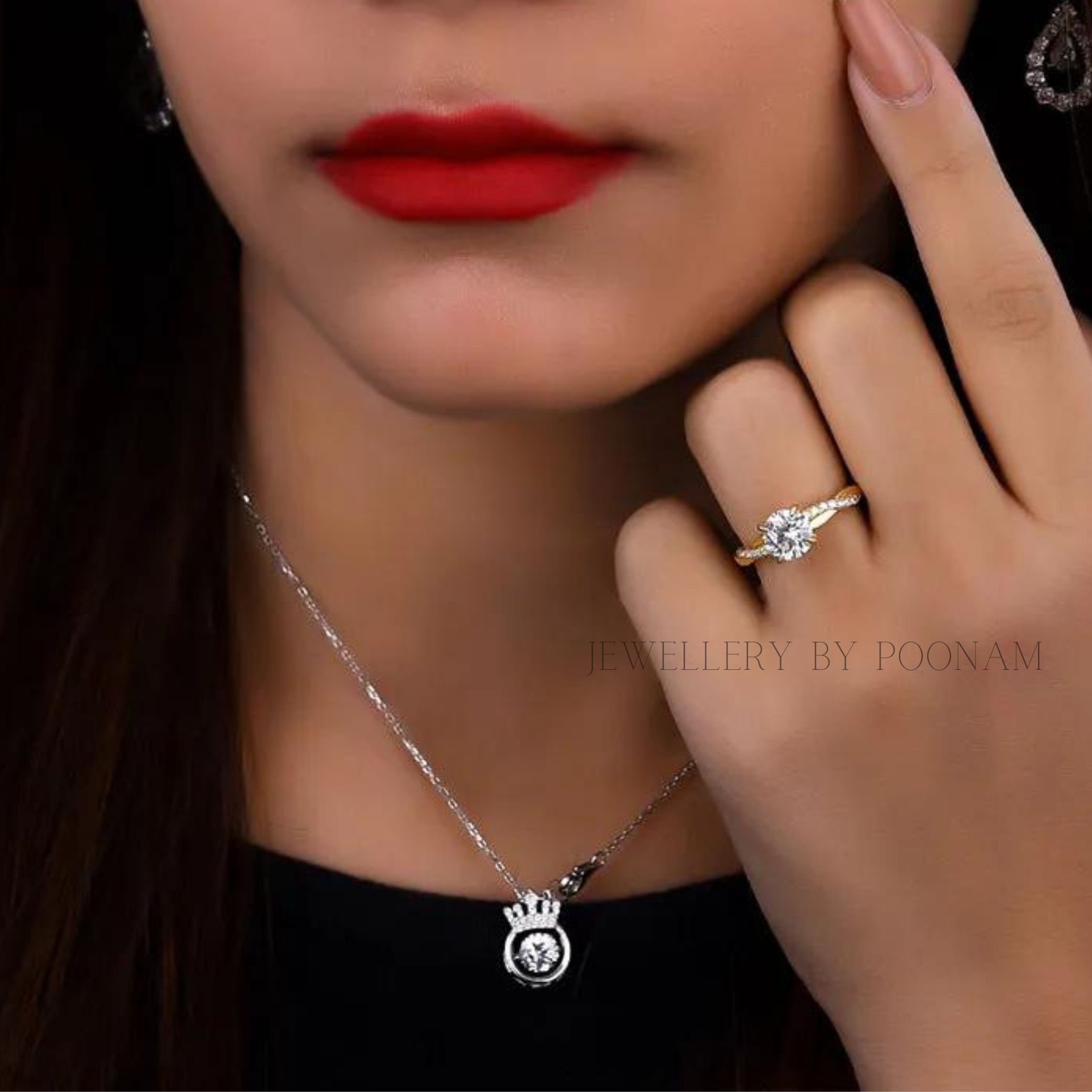 925 Silver Round Cut Moissanite Ring: Engagement Wedding Ring - View 5 - Jewelry By Poonam | SKU: PJR1860 2/26