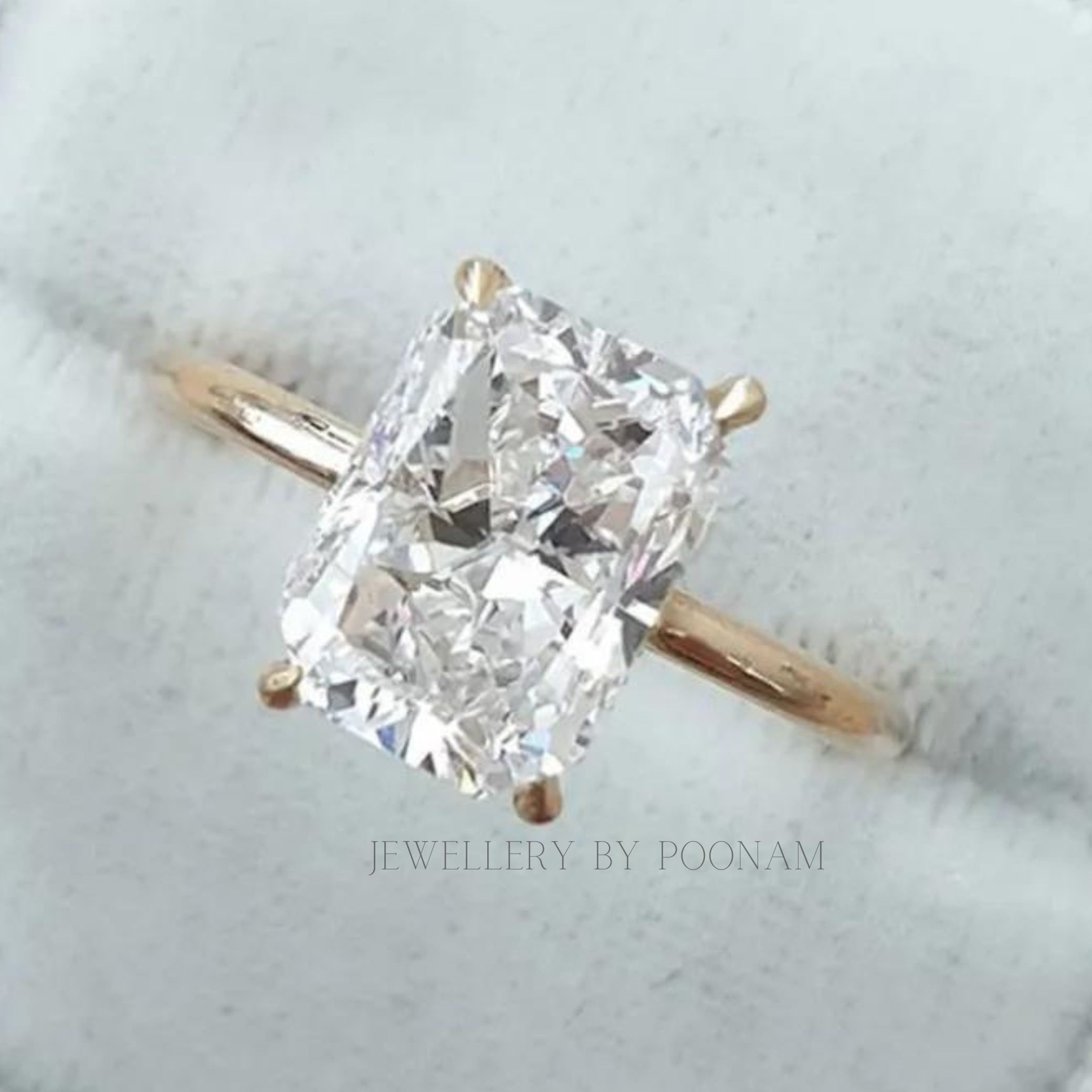 925 Silver CZ Diamond Ring: Rectangle Solitaire, Prong Setting - View 2 - Jewelry By Poonam | SKU: PJR1179- 2/26