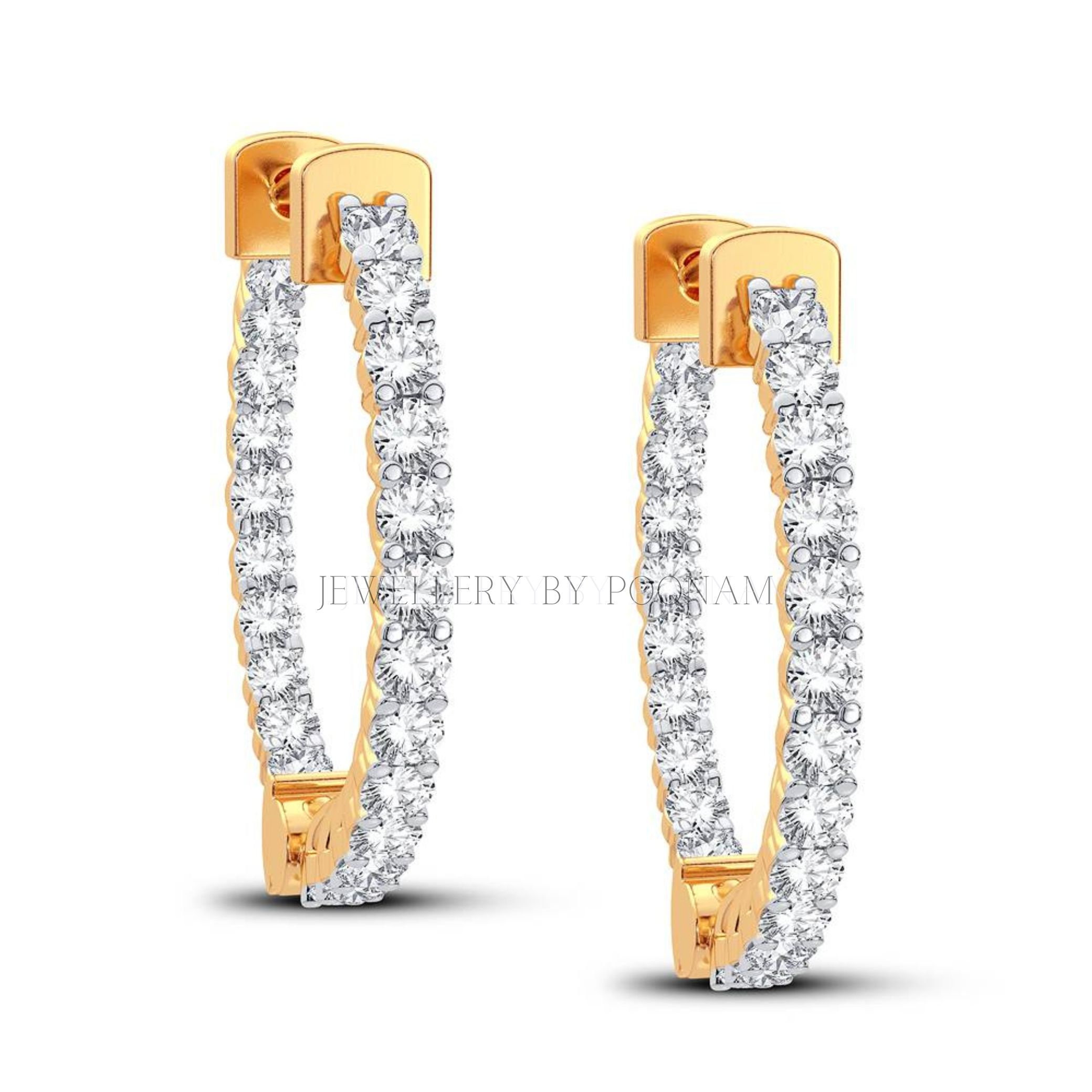 Gold Hoop Earrings, Dainty Hoop Earrings, Hoop Earrings, sterling silver hoops - View 3 - Jewelry By Poonam | SKU: PJE1345-