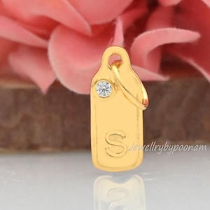 14k Solid Gold Initial A bis Z Diamant Charm Anhänger, schöner Charme Initial A bis Z Diamant Initial Anhänger, Gold A-Z Initial Anhänger