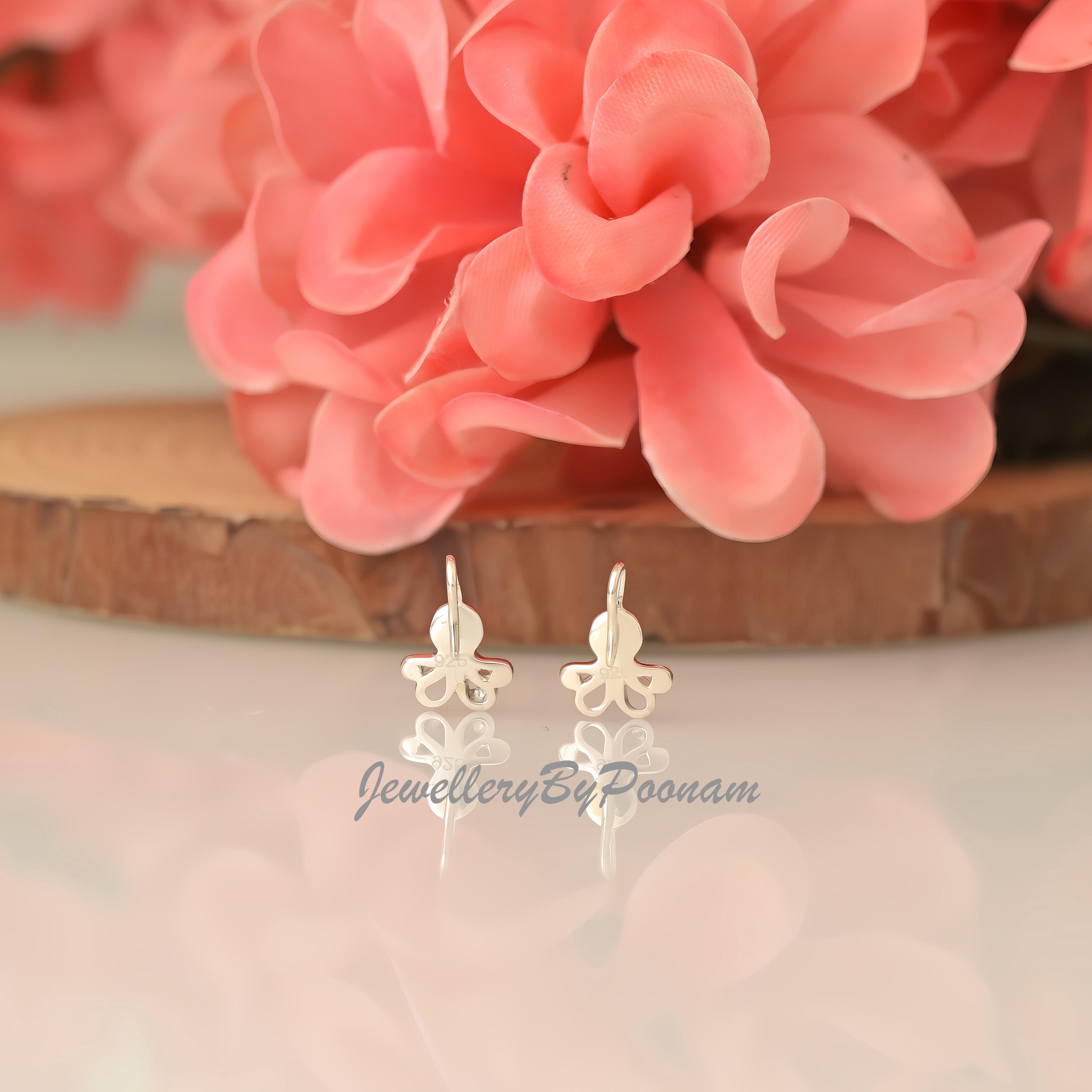 925 Sterling Silver Gold Octopus Earrings, Dainty Silver Stud - View 3 - Jewelry By Poonam | SKU: PJE1962-SLNS-12M 2/26