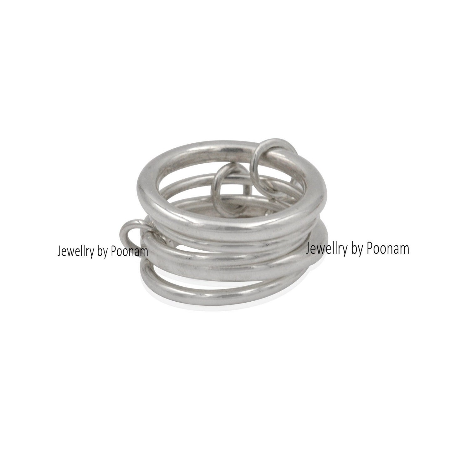 925 Sterling Silver 5-Band Multi-Link Band Ring – Stacking Connector - View 3 - Jewelry By Poonam | SKU: PJR491- 2/2026