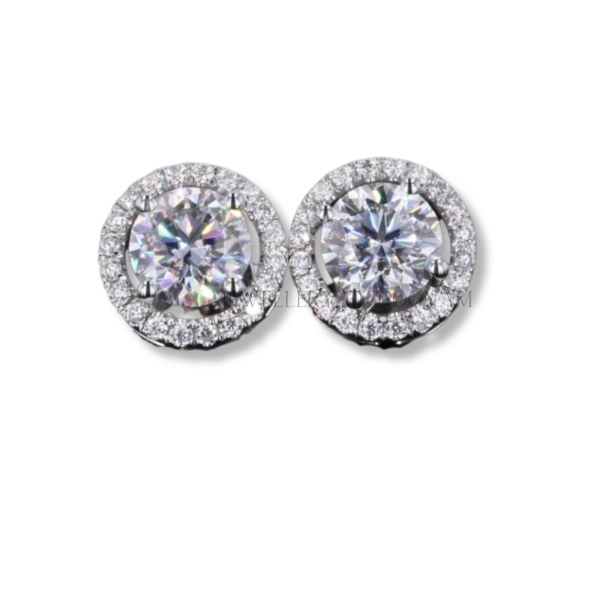 Moissanite Stud Earrings, Gift for Her; CZ Stud Earrings, Gift for Her; Solitaire Studs; Small Stud Earrings Bridal Jewelry -