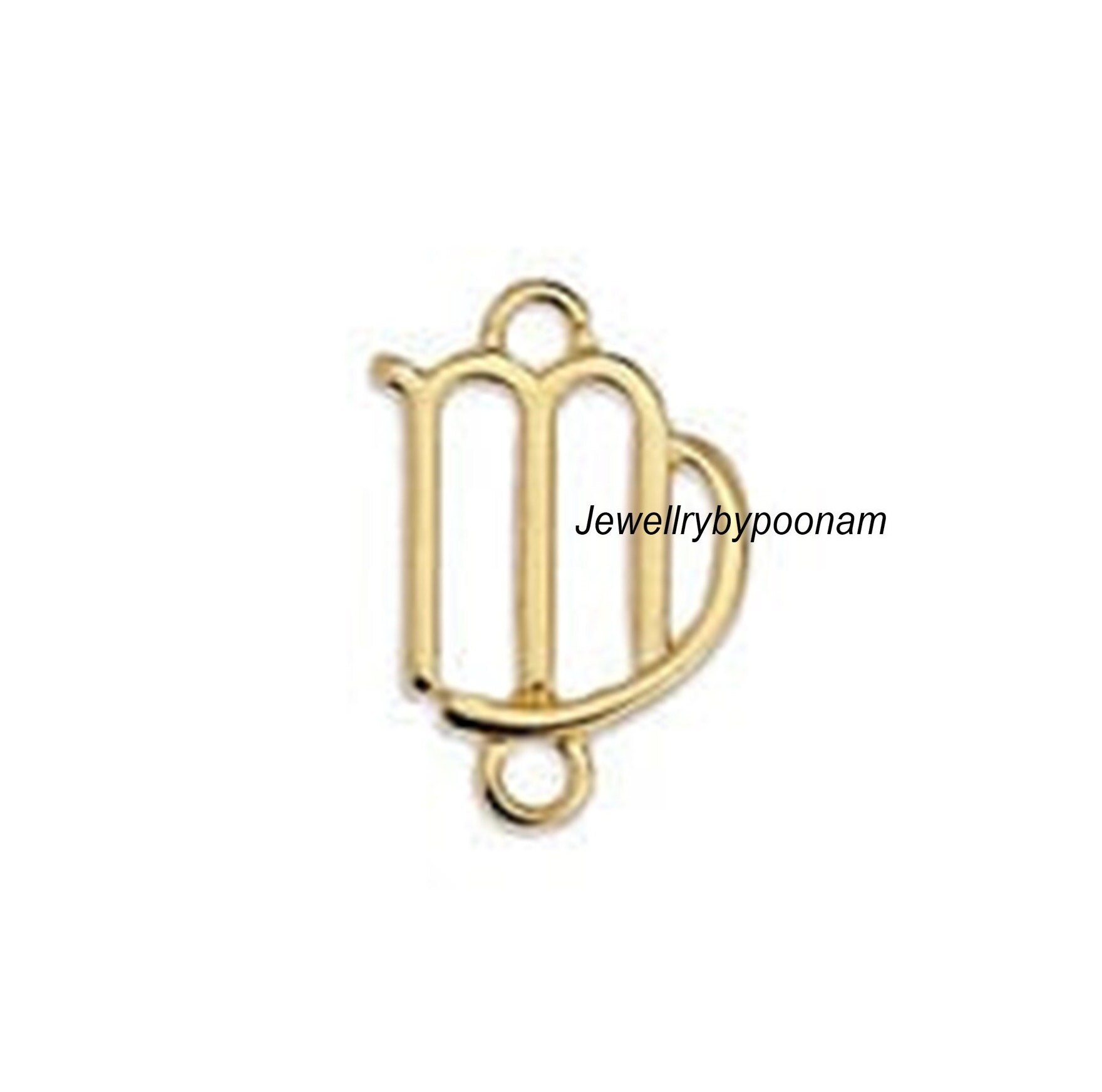 14k Solid Gold Zodiac Sign Charm Pendant: Sterling Silver Astrology Charms - View 2 - Jewelry By Poonam | SKU: PJP6051-SLYG-1