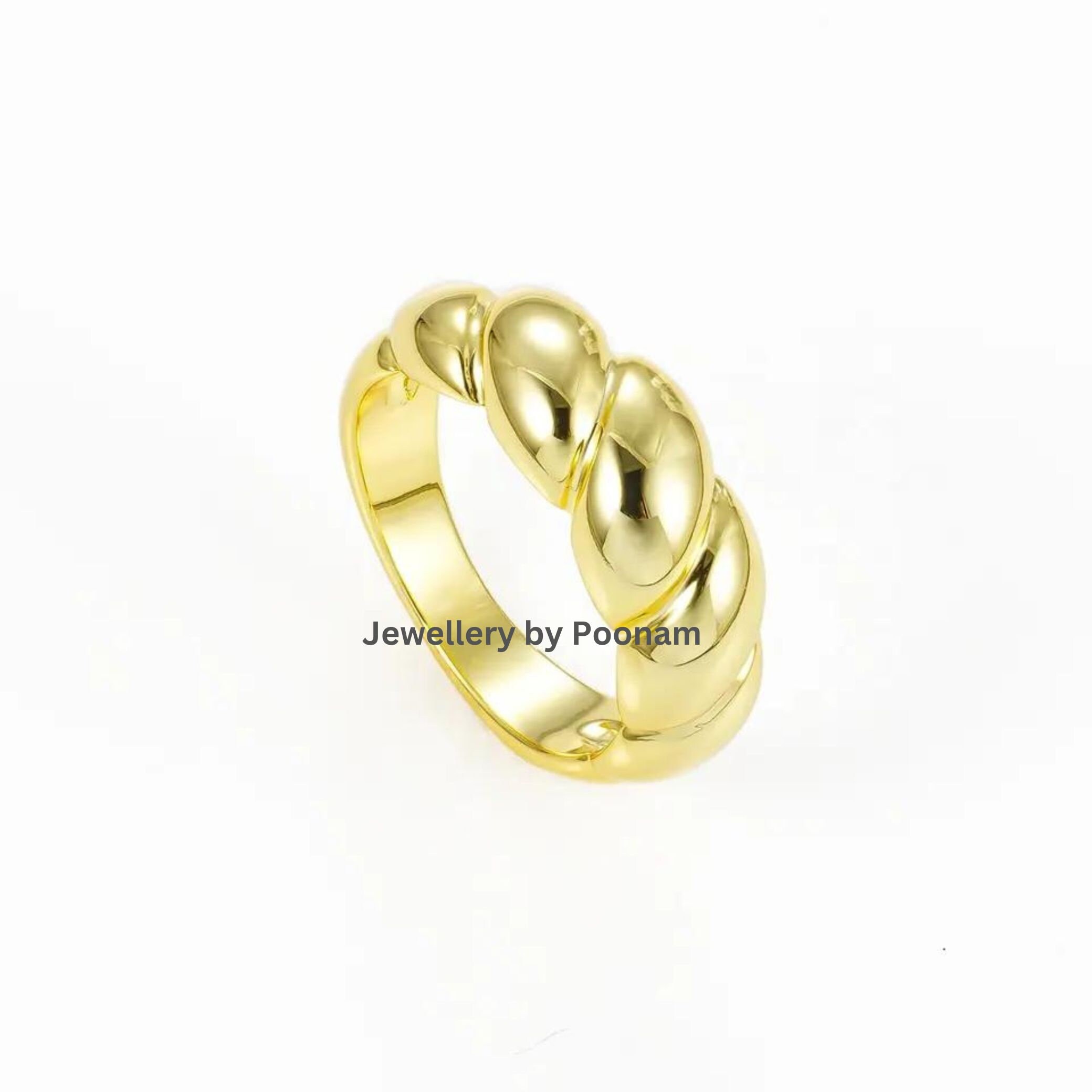 18K Gold Plated Twist O-Ring: Minimalist Style Statement Ring - View 2 - Jewelry By Poonam | SKU: R-1082