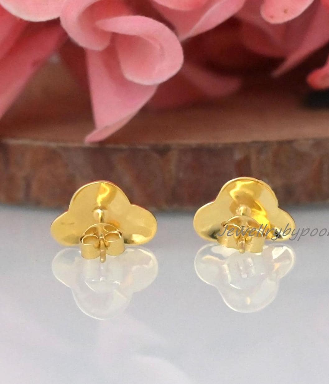 925 Sterling Silver Cloud Studs — Tiny, Solid Silver & Handmade - View 3 - Jewelry By Poonam | SKU: PJE1860-SLYG-10M 2/2026