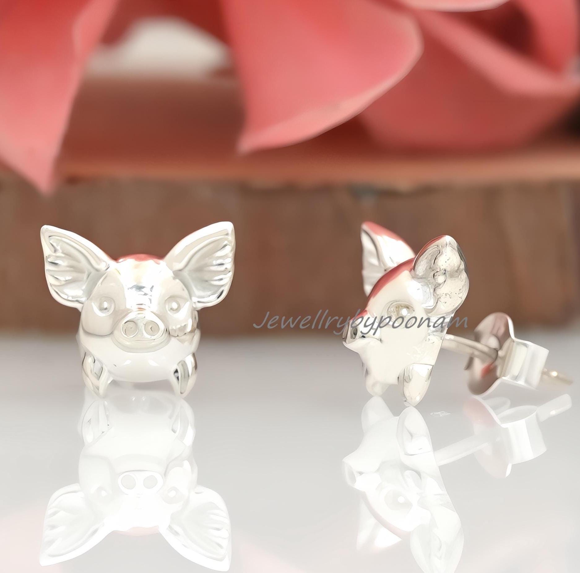 925 Sterling Silver Flying Pig Stud Earrings โ Dainty Animal Jewelry - View 5 - Jewelry By Poonam | SKU: PJE1809-SLNS-10M 2/