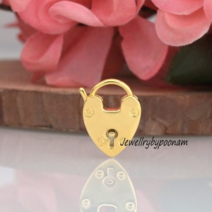 9k Solid Yellow Gold Heart Padlock Clasp,One Side Openable Padlock,dainty heart padlock,Wholesale Padlock Jewelry,Heart Padlock Jewelry
