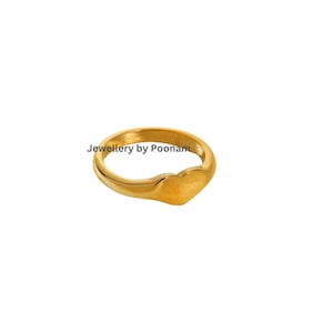Chunky 14k Gold Heart Signet Ring - Statement Heart Pinky Stacking Ring