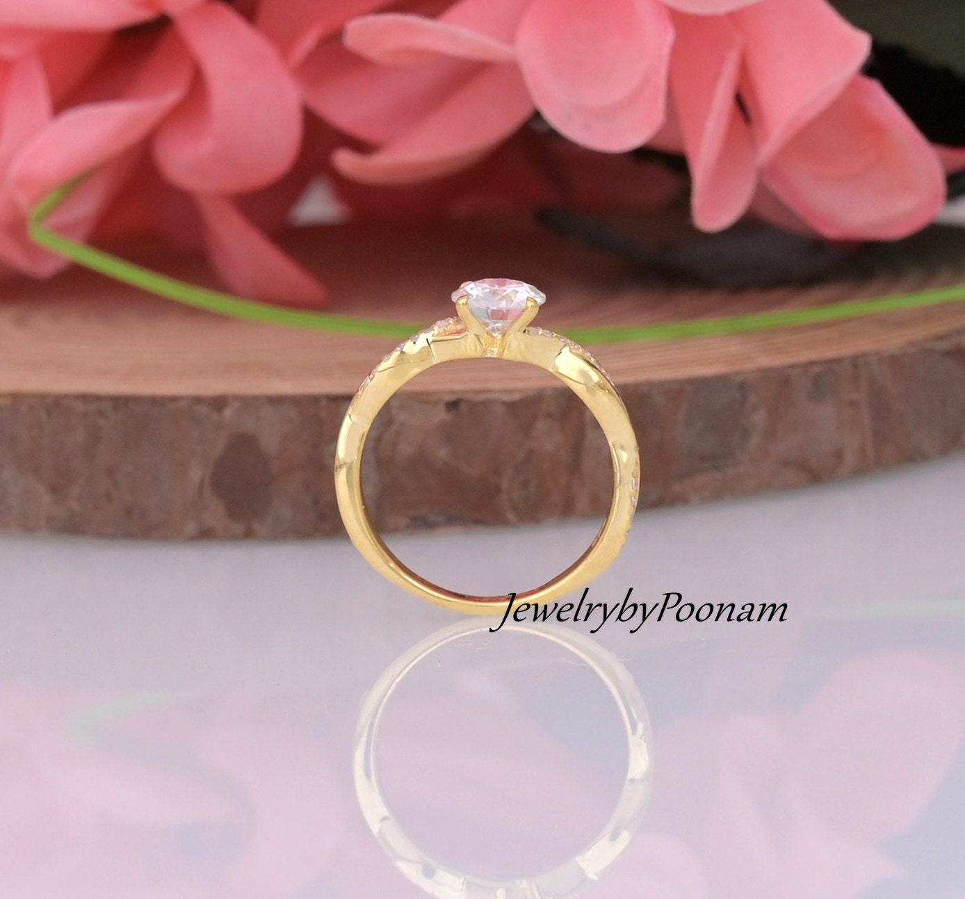 925 Silver Round Cut Moissanite Ring: Engagement Wedding Ring - View 7 - Jewelry By Poonam | SKU: PJR1860 2/26