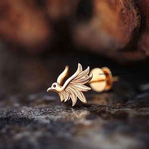 Hummingbird Earrings Gold Bird Jewelry,  Gift for Her Stud Earrings Bird, Bird Lover Hummingbird Charm Jewelry Bird Earrings