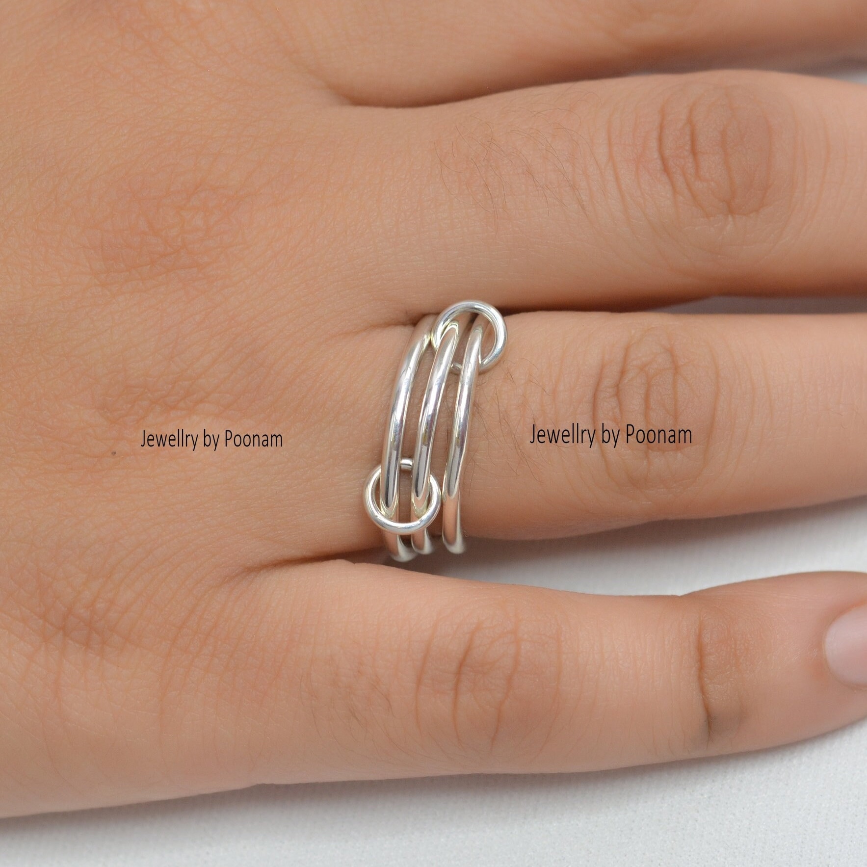 Sterling Silver Paperclip Ring, Minimalist Chain Link Ring, Dainty Statement Ring, Modern Everyday Ring, Gift For Her - View