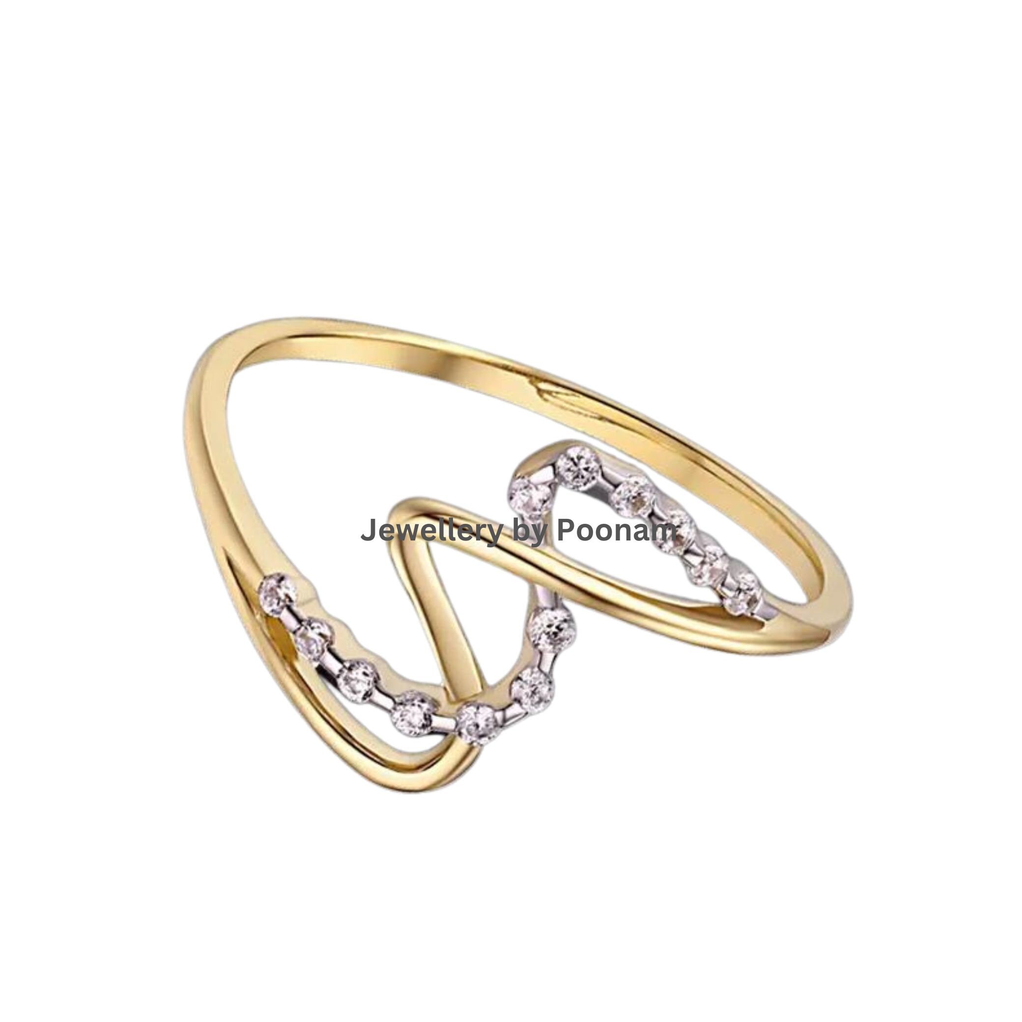 Real Yellow Gold Wedding Ring Set with Moissanite Engagement Ring for Women - View 2 - Jewelry By Poonam | SKU: R-1066