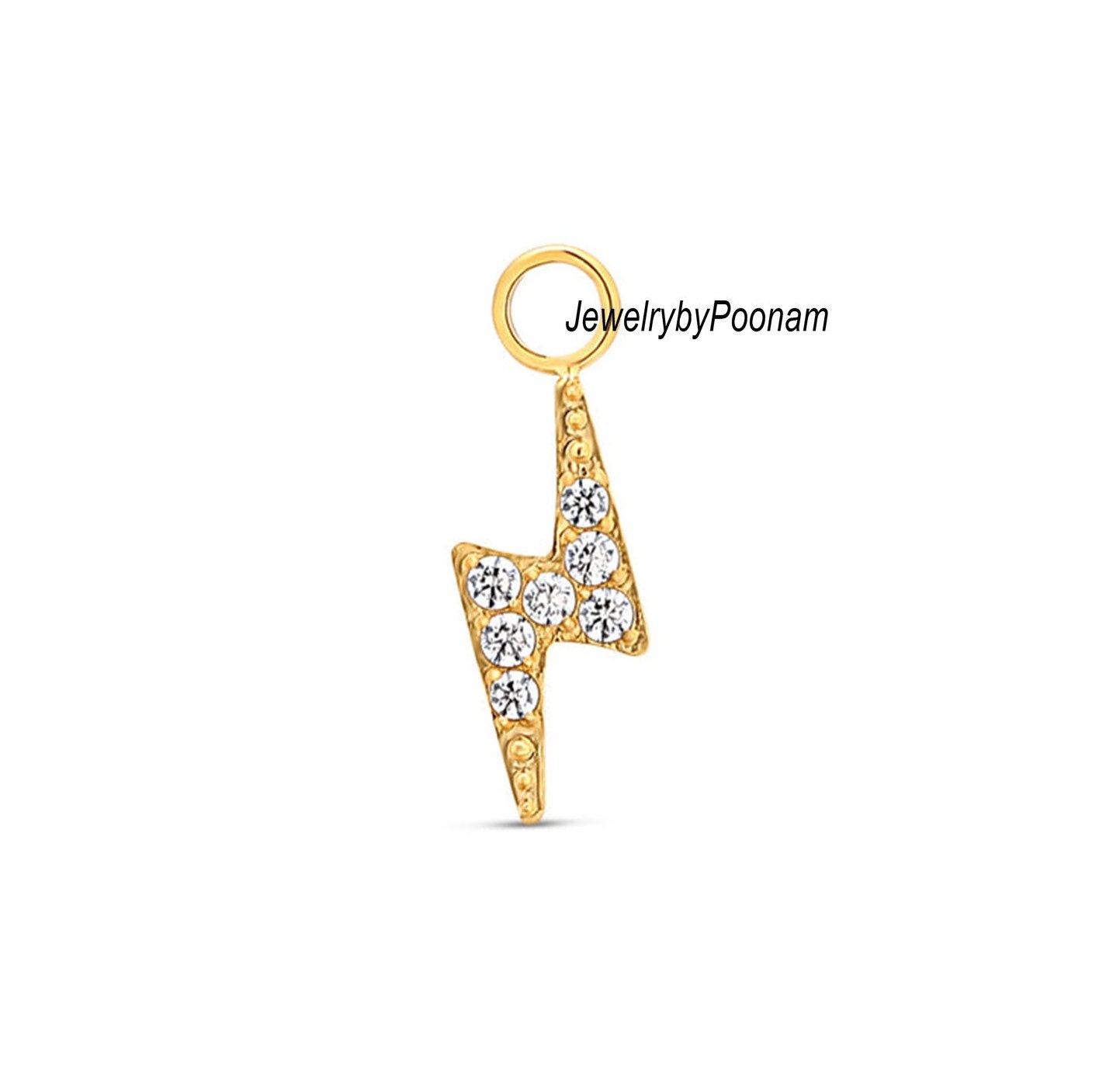 14k Gold Diamond Lightning Bolt Pendant: Sterling Silver Charm - Jewelry By Poonam | SKU: PJP-