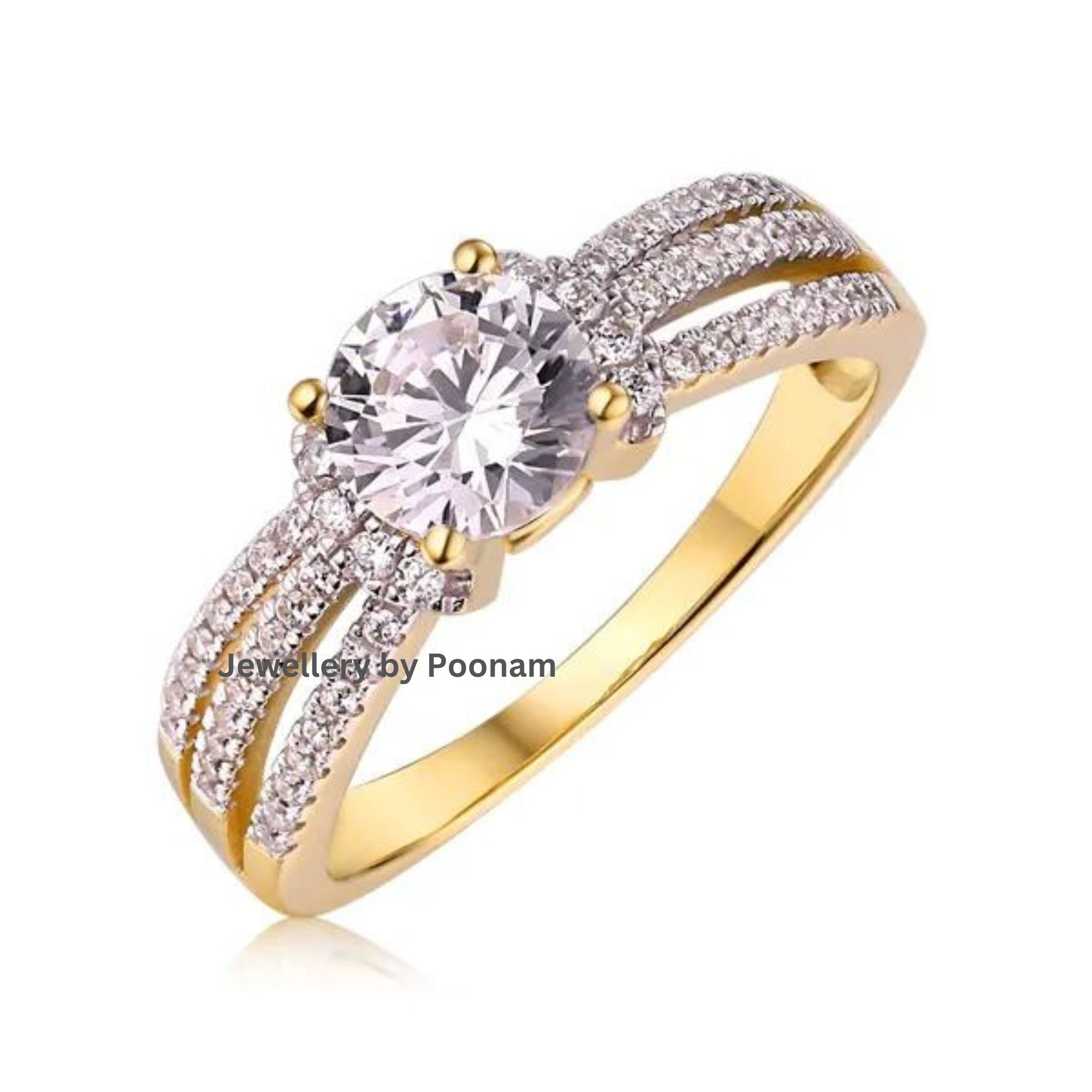 White Gold Moissanite Ring: Anniversary Jewelry Gift - Jewelry By Poonam | SKU: R-1049