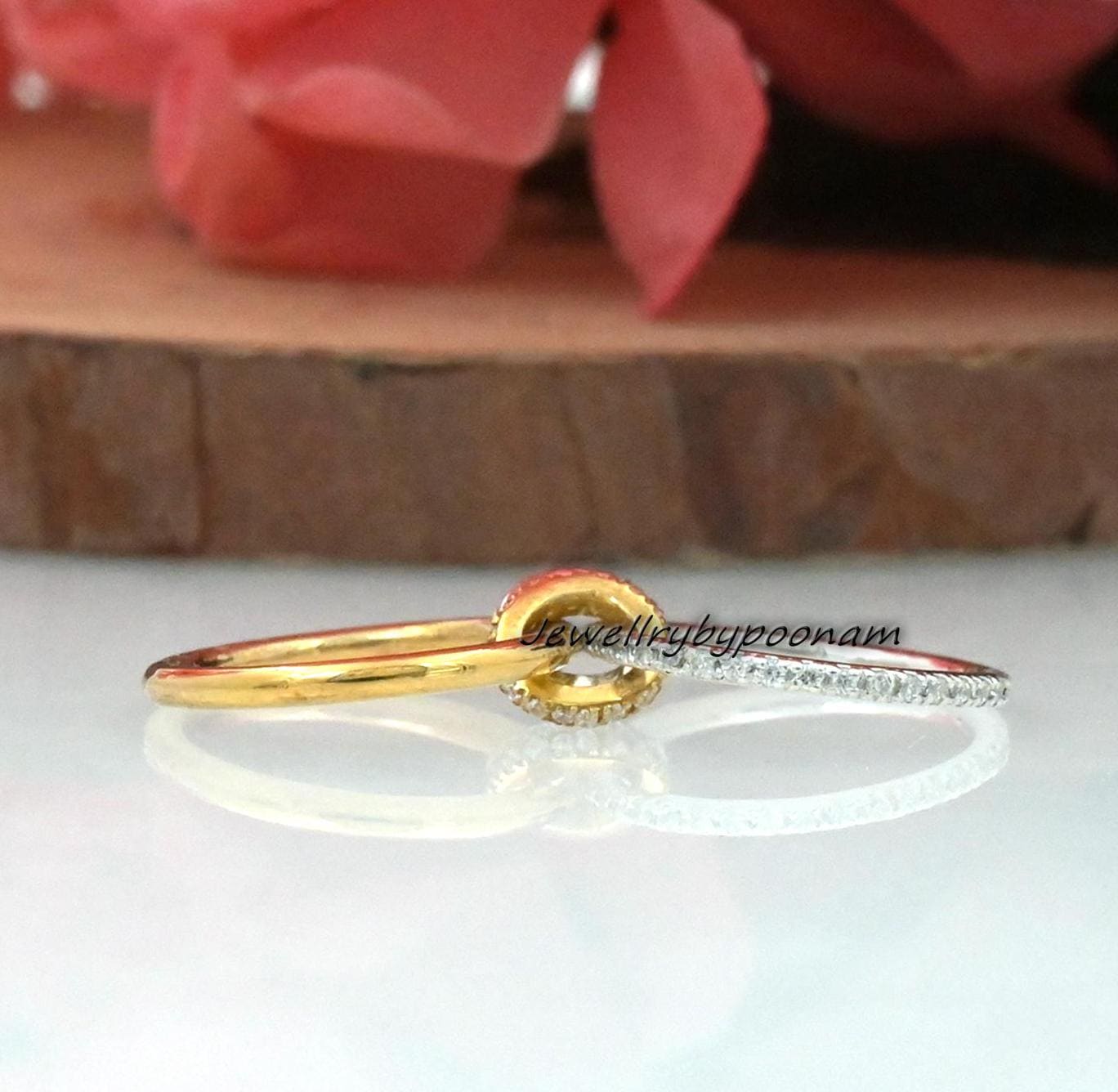 14K Gold & Sterling Silver Interlocking Ring: Two-Tone Multi-Link Band Connector Ring - View 6 - Jewelry By Poonam | SKU: PJR