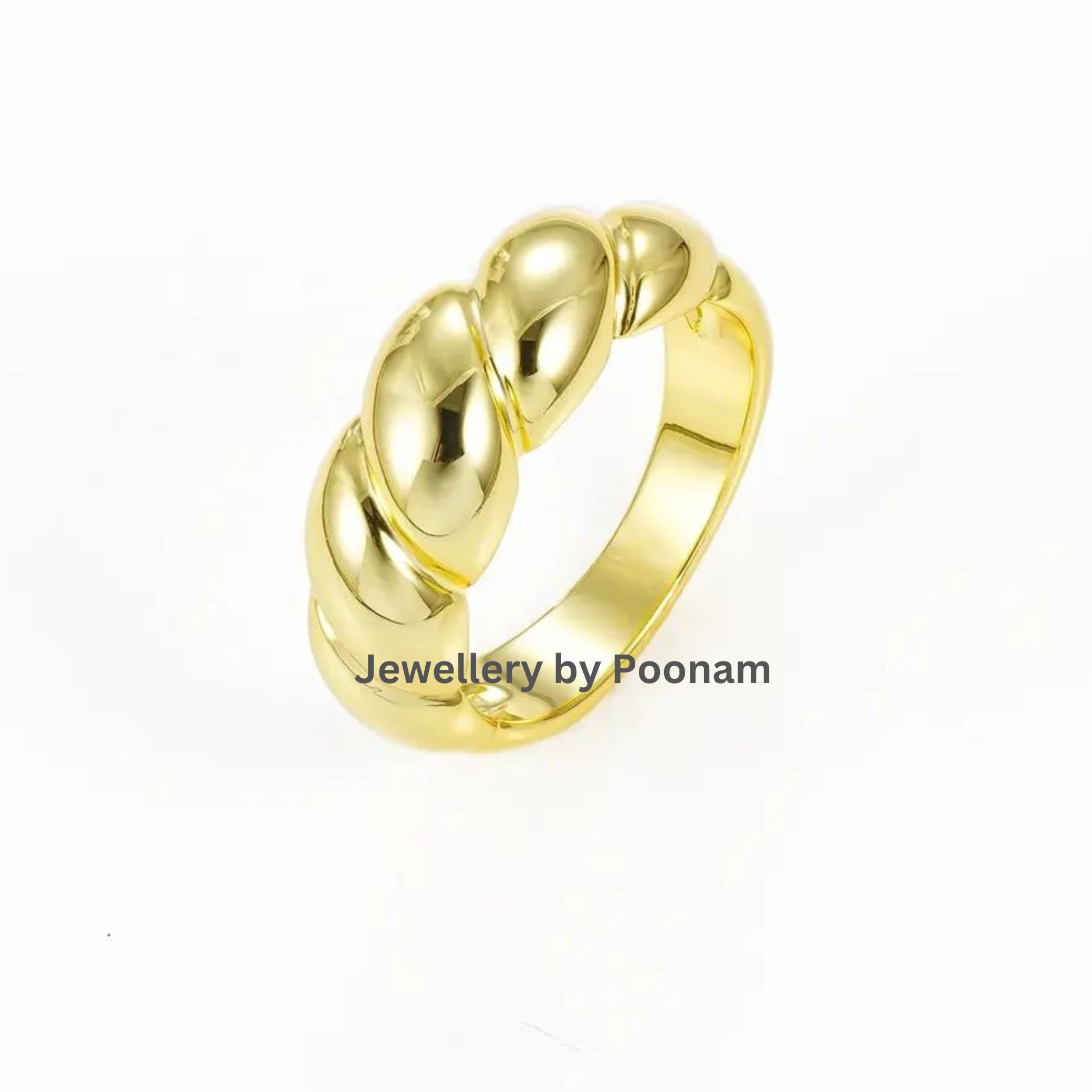 18K Gold Plated Twist O-Ring: Minimalist Style Statement Ring - Jewelry By Poonam | SKU: R-1082