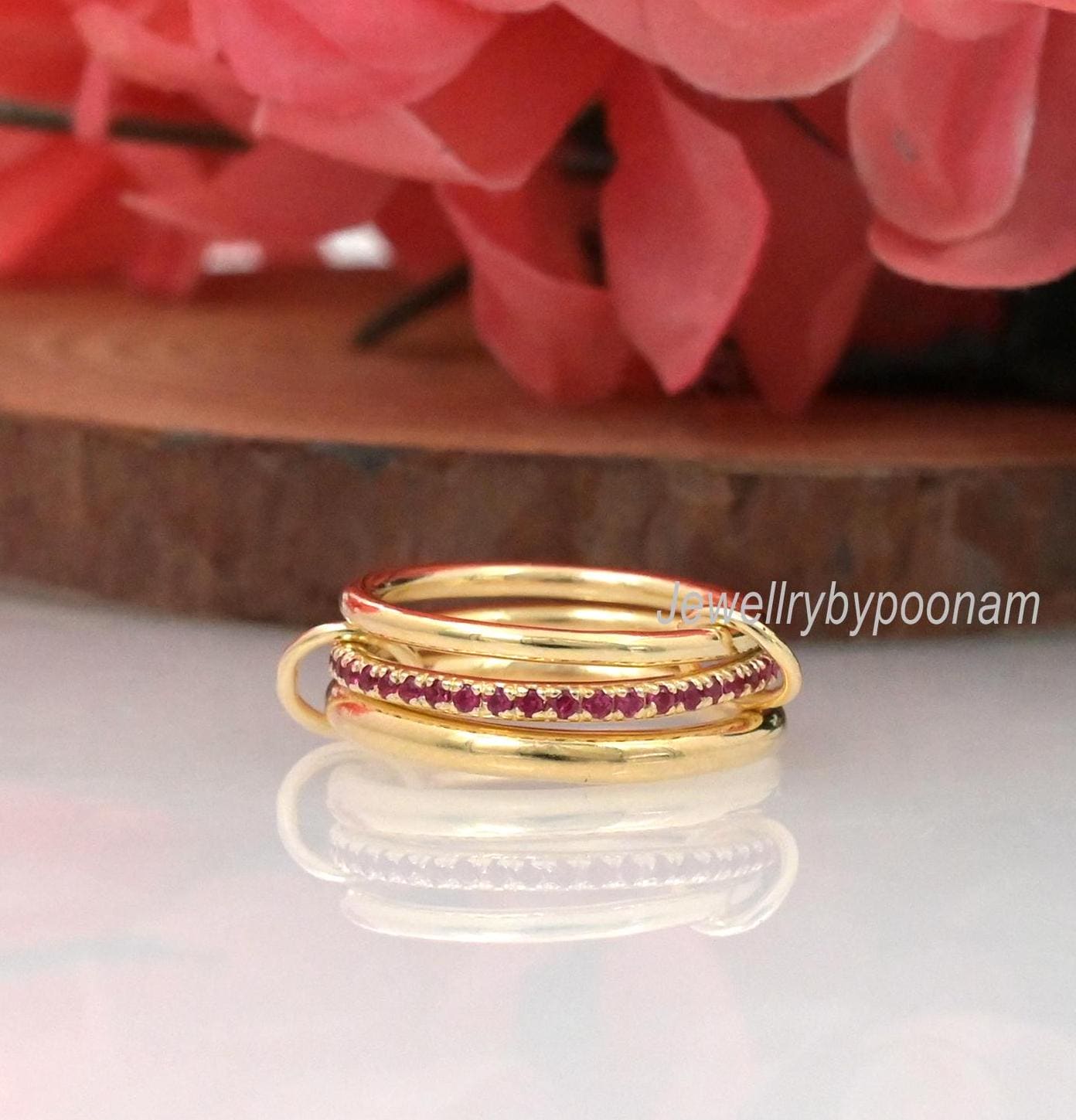 925 Sterling Silver Multi-Link Ring: Interlocking Eternity Band Ring - View 7 - Jewelry By Poonam | SKU: PJR789-SLYGBCZ-US-8