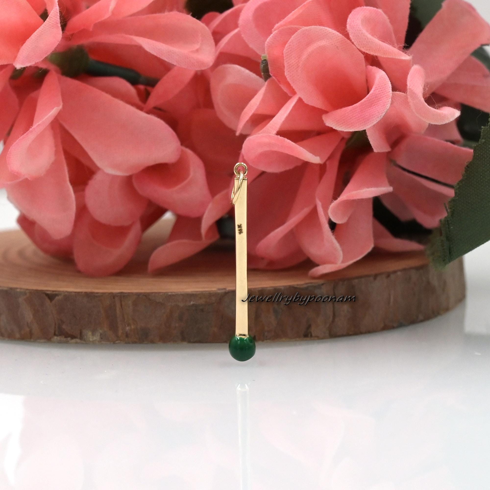 14k Gold Matchstick Pendant: Lucky Red Enamel Charm (35mm) - View 3 - Jewelry By Poonam | SKU: PJP2880-SLYGELR-35M 2/26