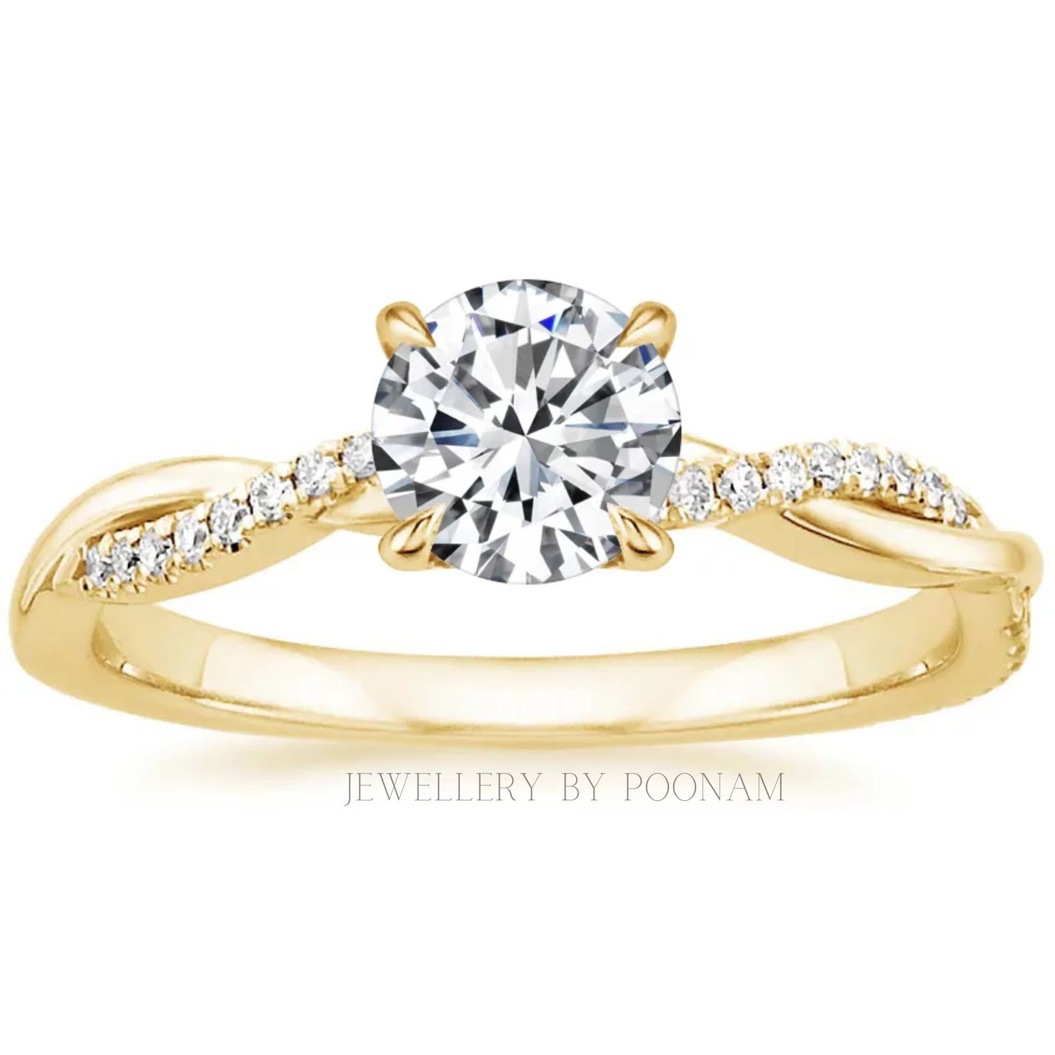 925 Silver Round Cut Moissanite Ring: Engagement Wedding Ring - View 2 - Jewelry By Poonam | SKU: PJR1860 2/26