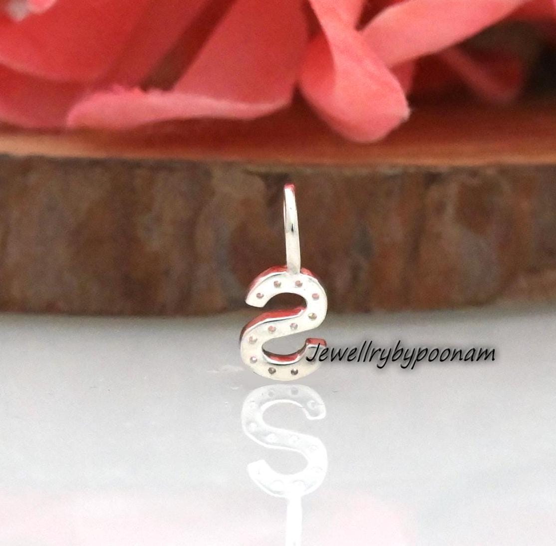 14k Gold Plated CZ Diamond Initial Pendant: Sterling Silver Charm - View 3 - Jewelry By Poonam | SKU: PJP4169-SLNSCZDI-10M 2/