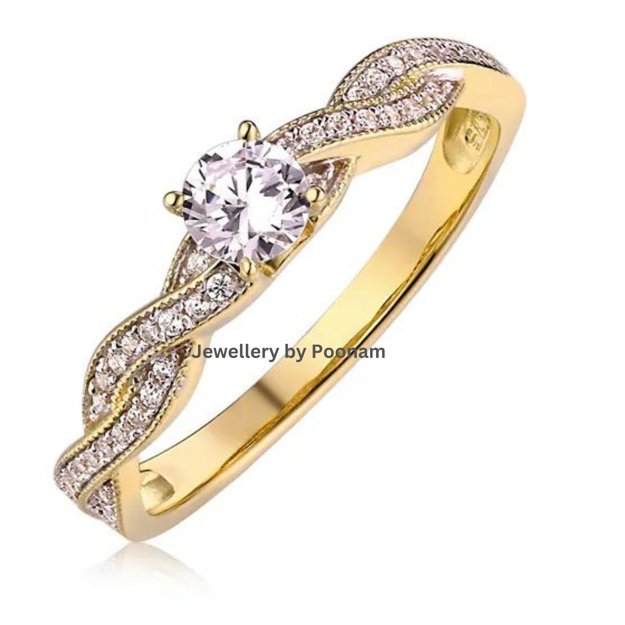 High Level Custom Fashion Stackable Engagement Gold Rings moissanite Women ring Jewelry - Jewelry By Poonam | SKU: R-1046
